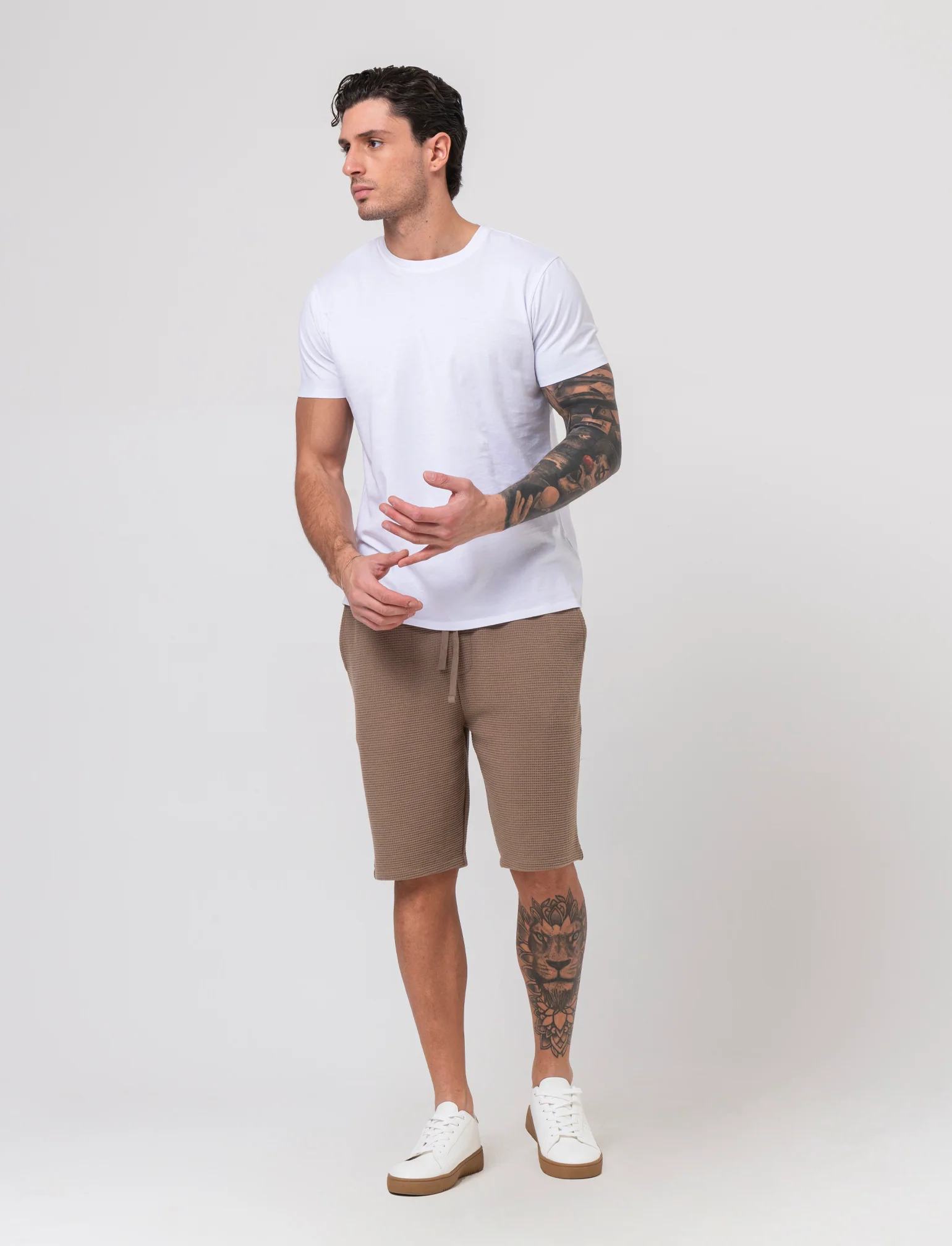 Bermuda jogger struttura waffle da uomo - Grigio tortora - Image 3