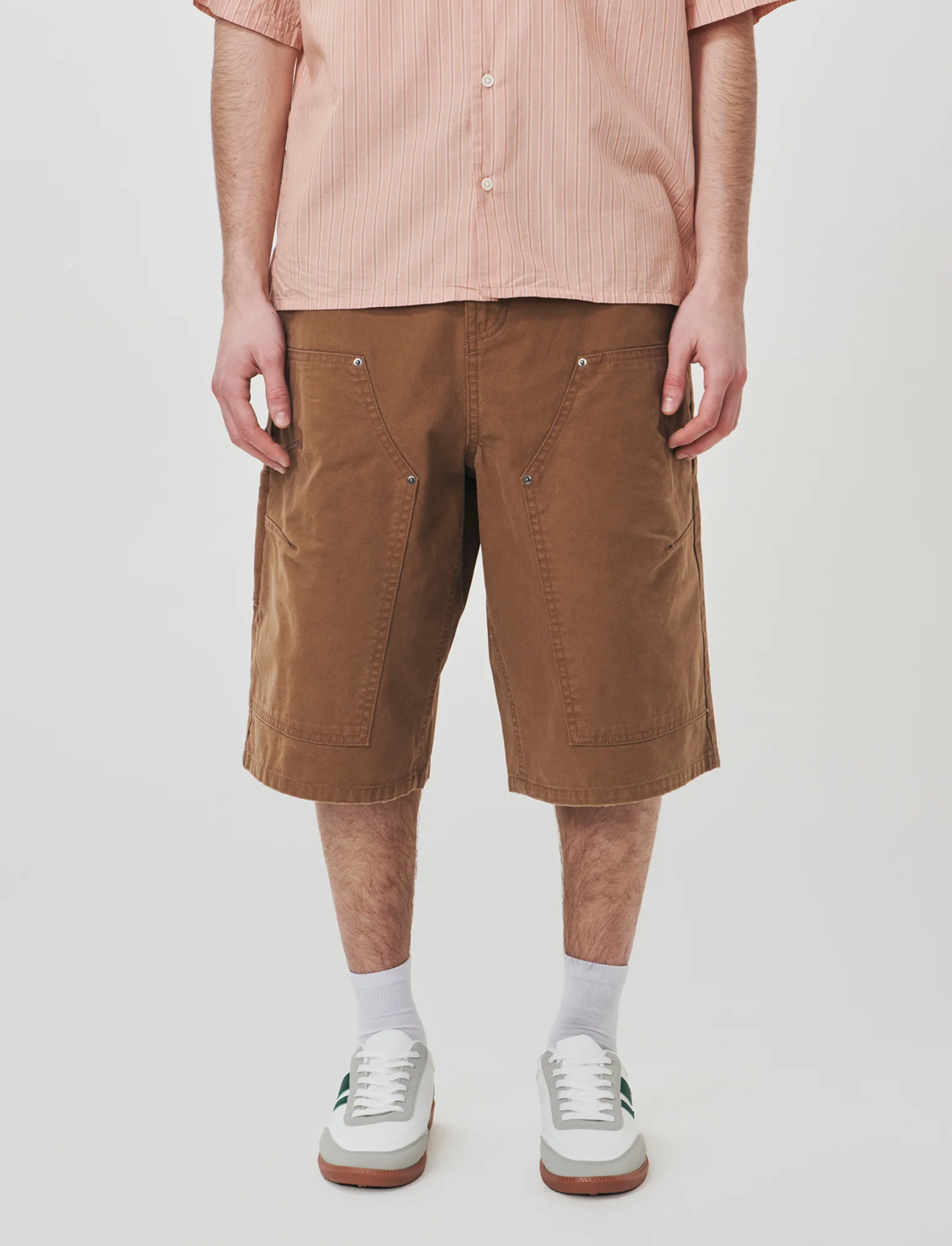 Bermuda long fit in canvas di cotone - Marrone - Image 3