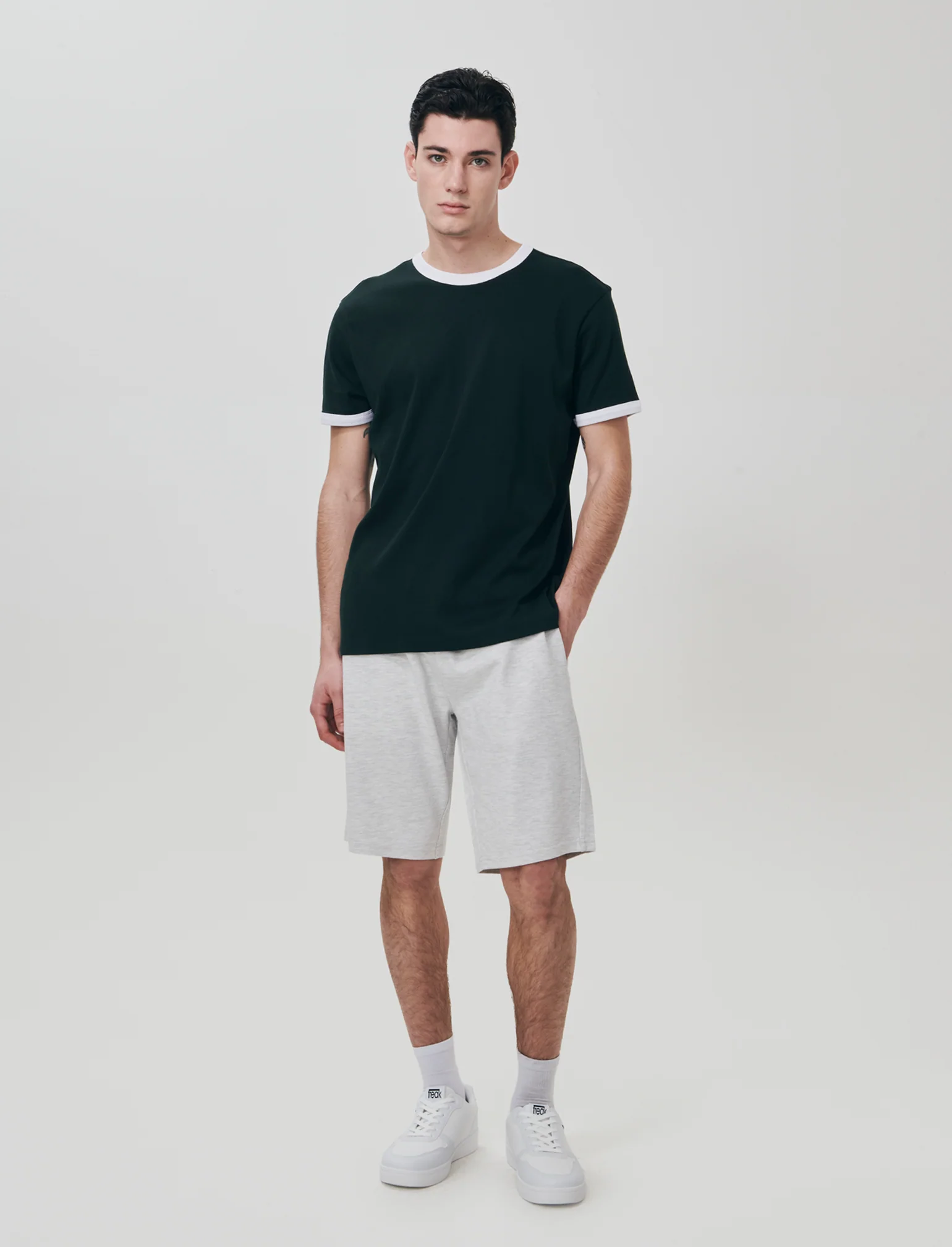 Bermuda Piquet con Vita Jogger Regolabile - Grigio mel. - Image 3