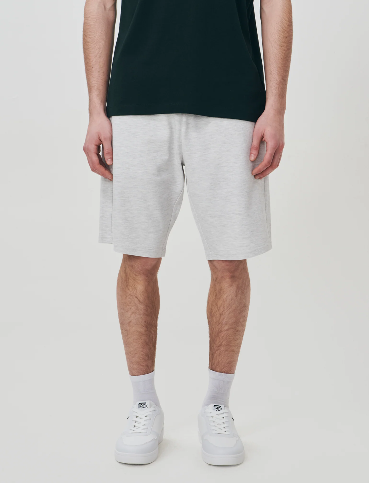 Bermuda Piquet con Vita Jogger Regolabile - Grigio mel. - Image 4
