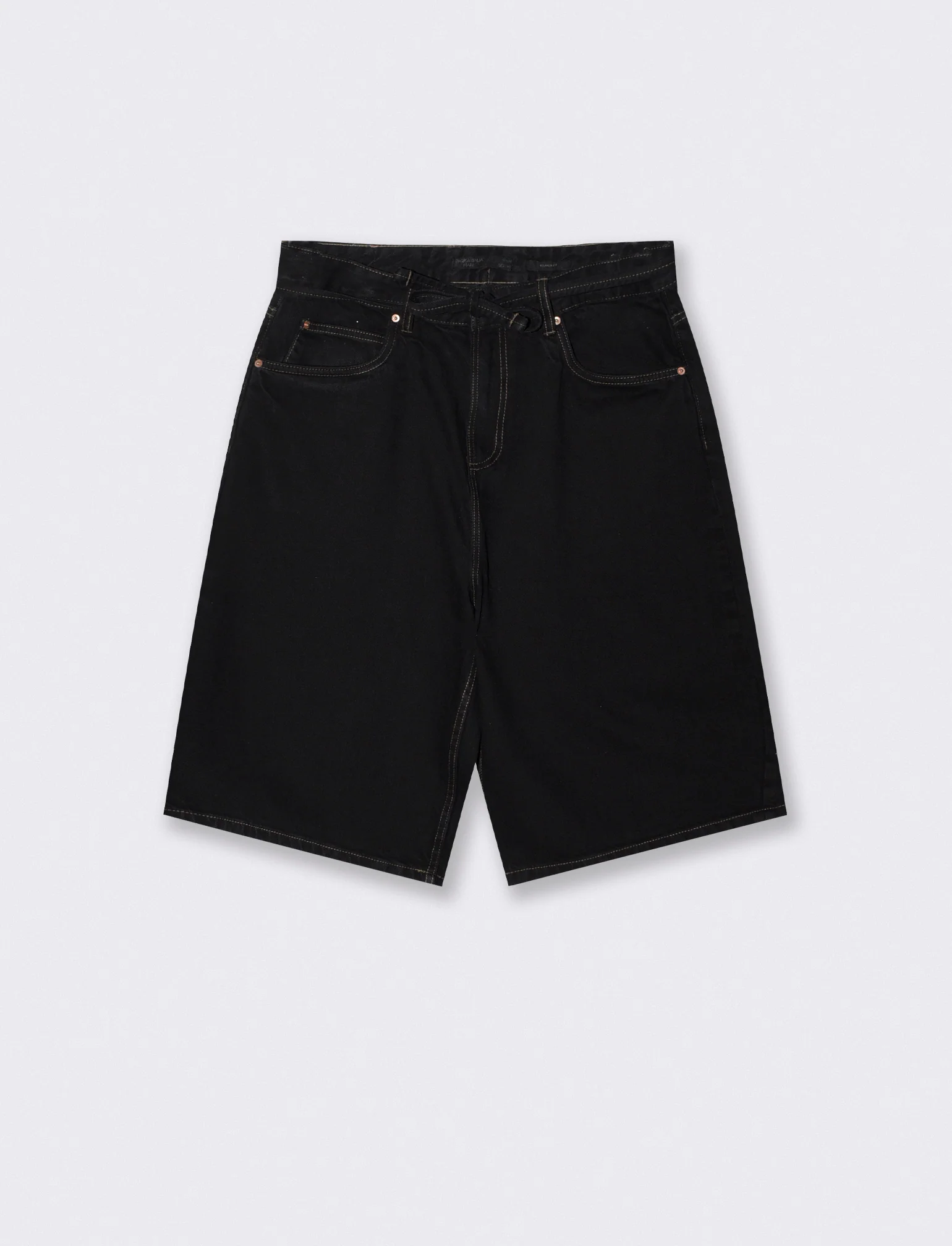 Bermuda Skater Fit in Cotone con Cintura - Nero