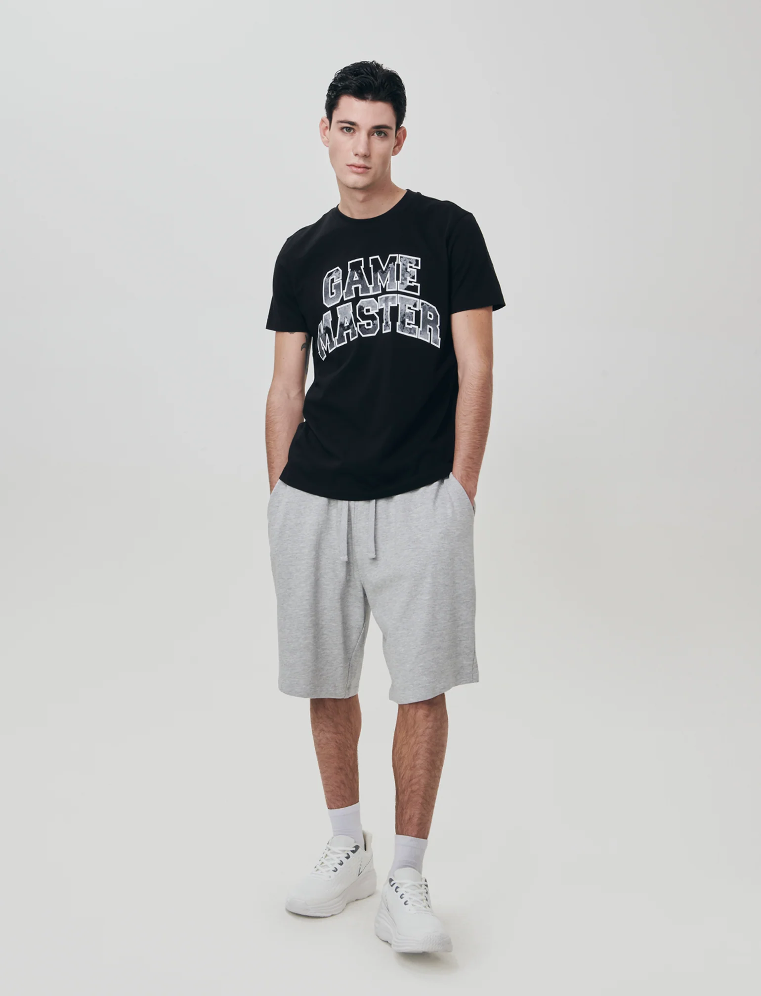 Bermuda Skater in Felpa con Vita Jogger - Grigio mel. - Image 3