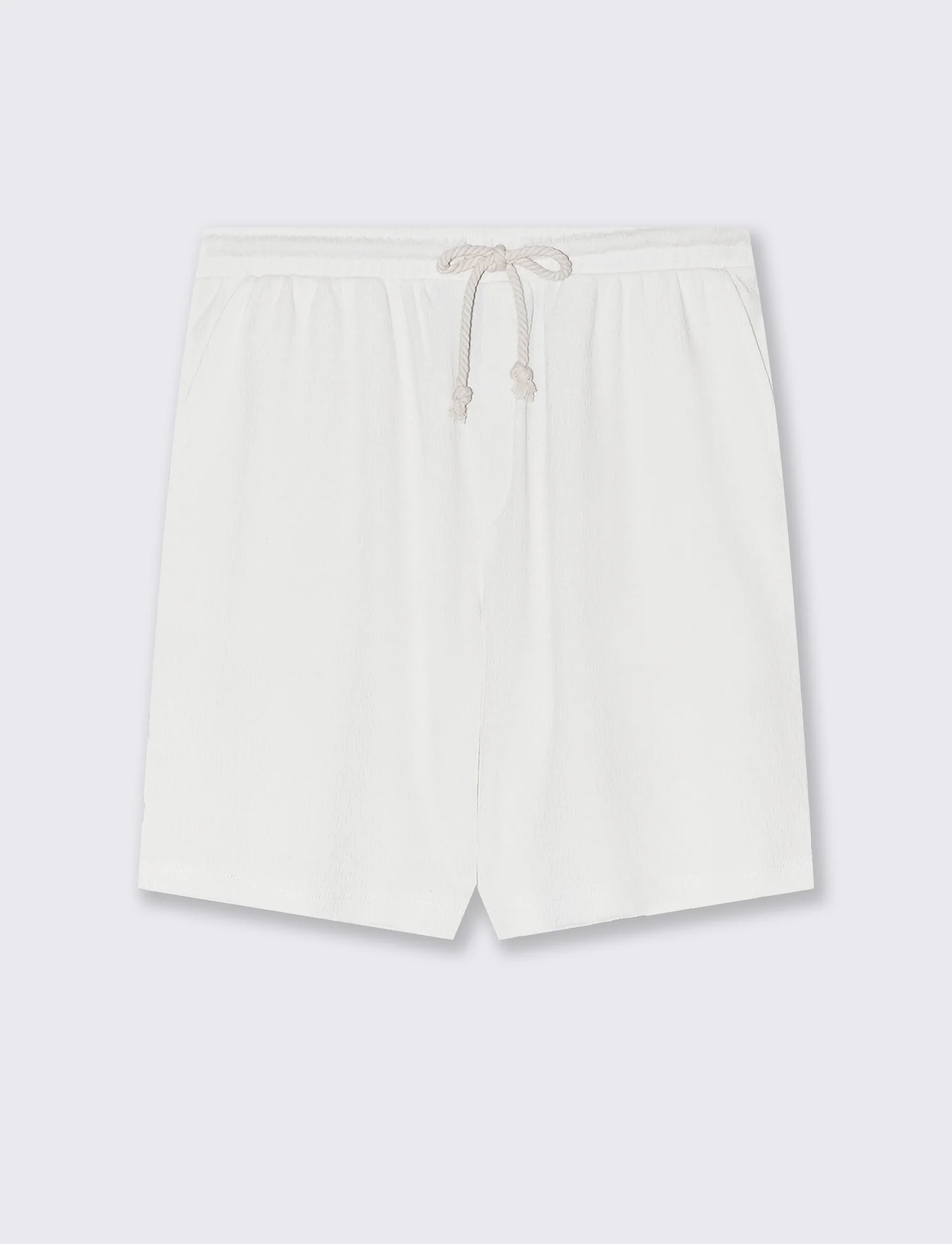 Bermuda struttura jacquard con vita jogger da uomo - Bianco sporco - Image 4