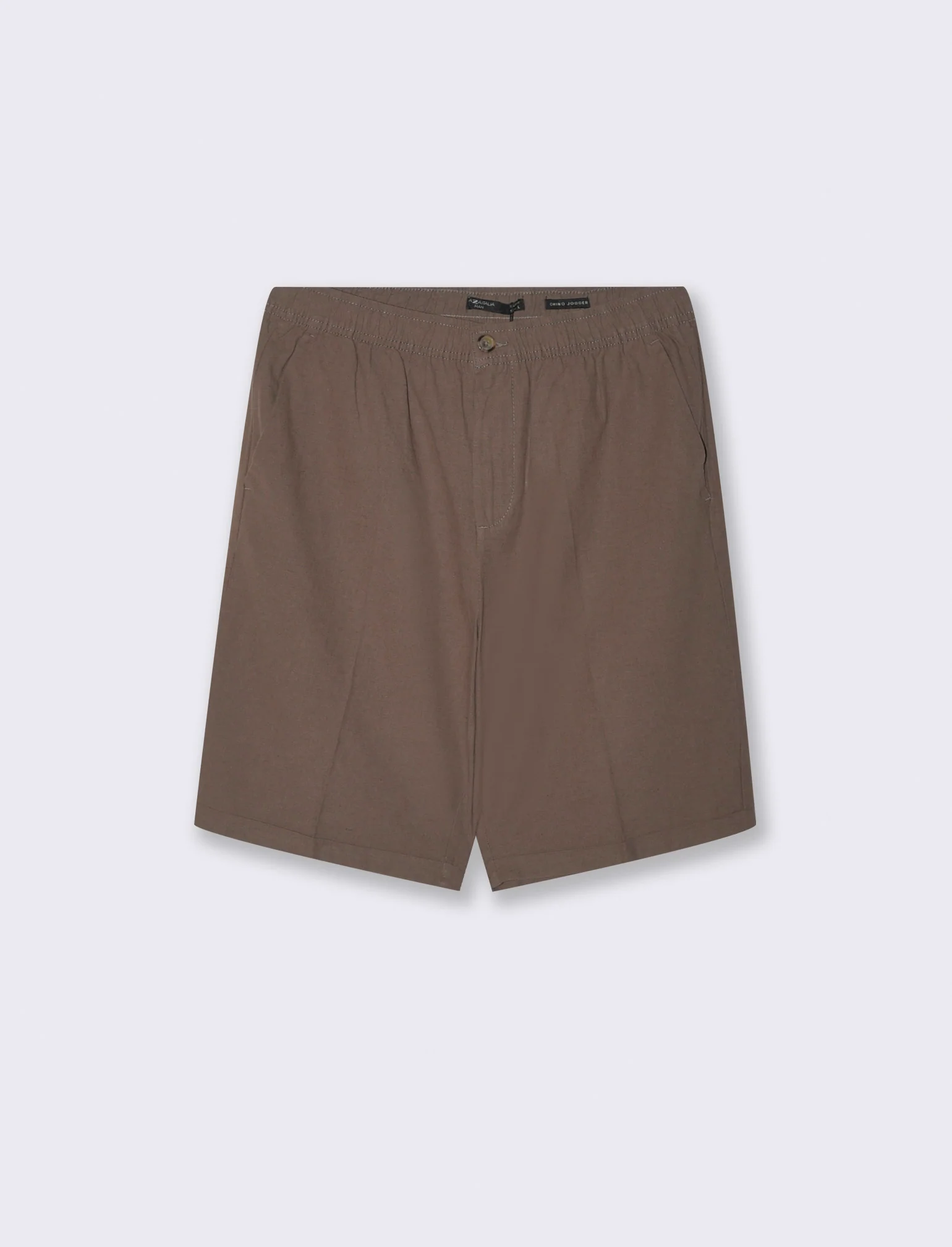 Bermuda vita jogger misto lino da uomo - Grigio fango - Image 4