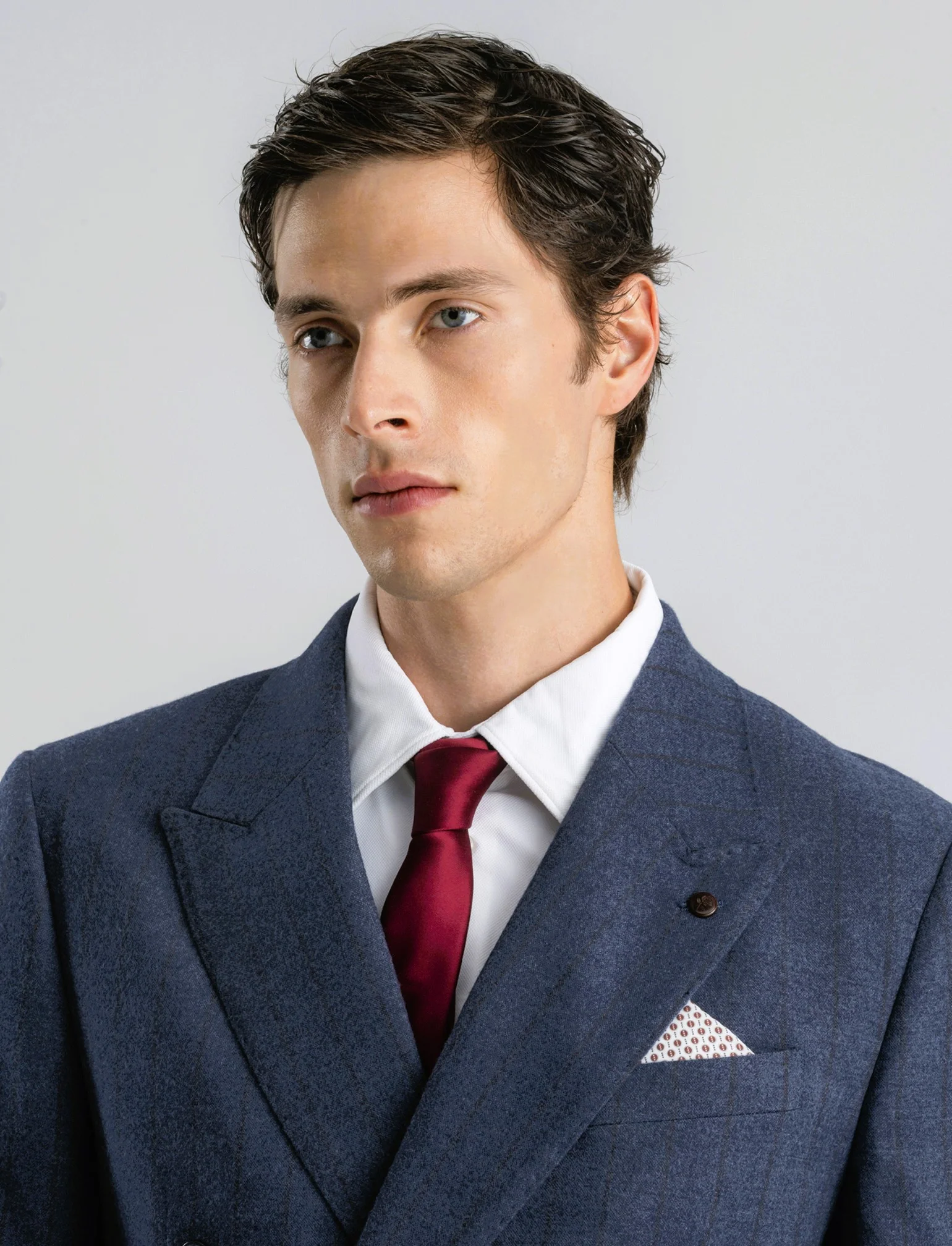 BLAZER A RIGHE DOPPIOPETTO DA COMPLETO - Blu
