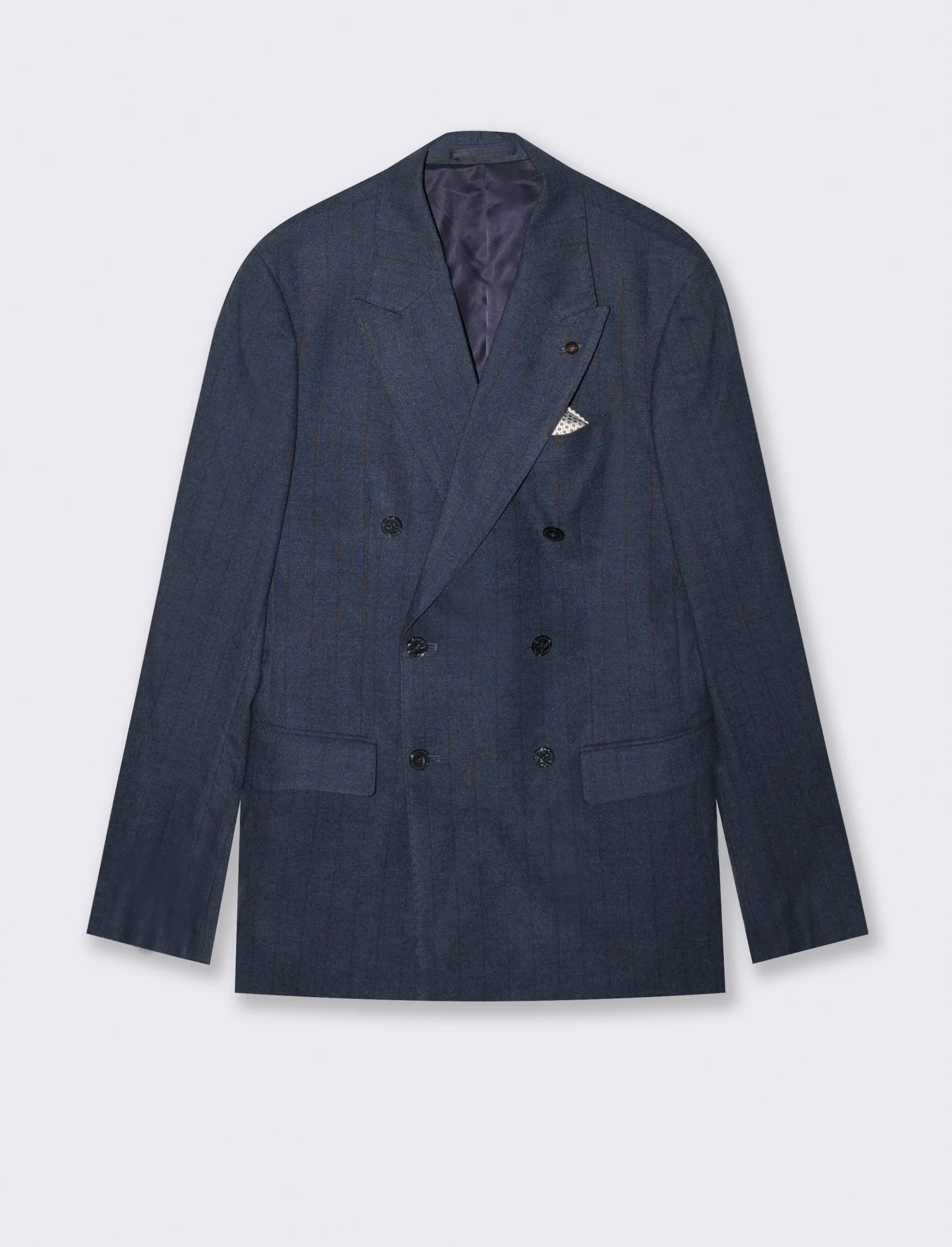 BLAZER A RIGHE DOPPIOPETTO DA COMPLETO - Blu - Image 4