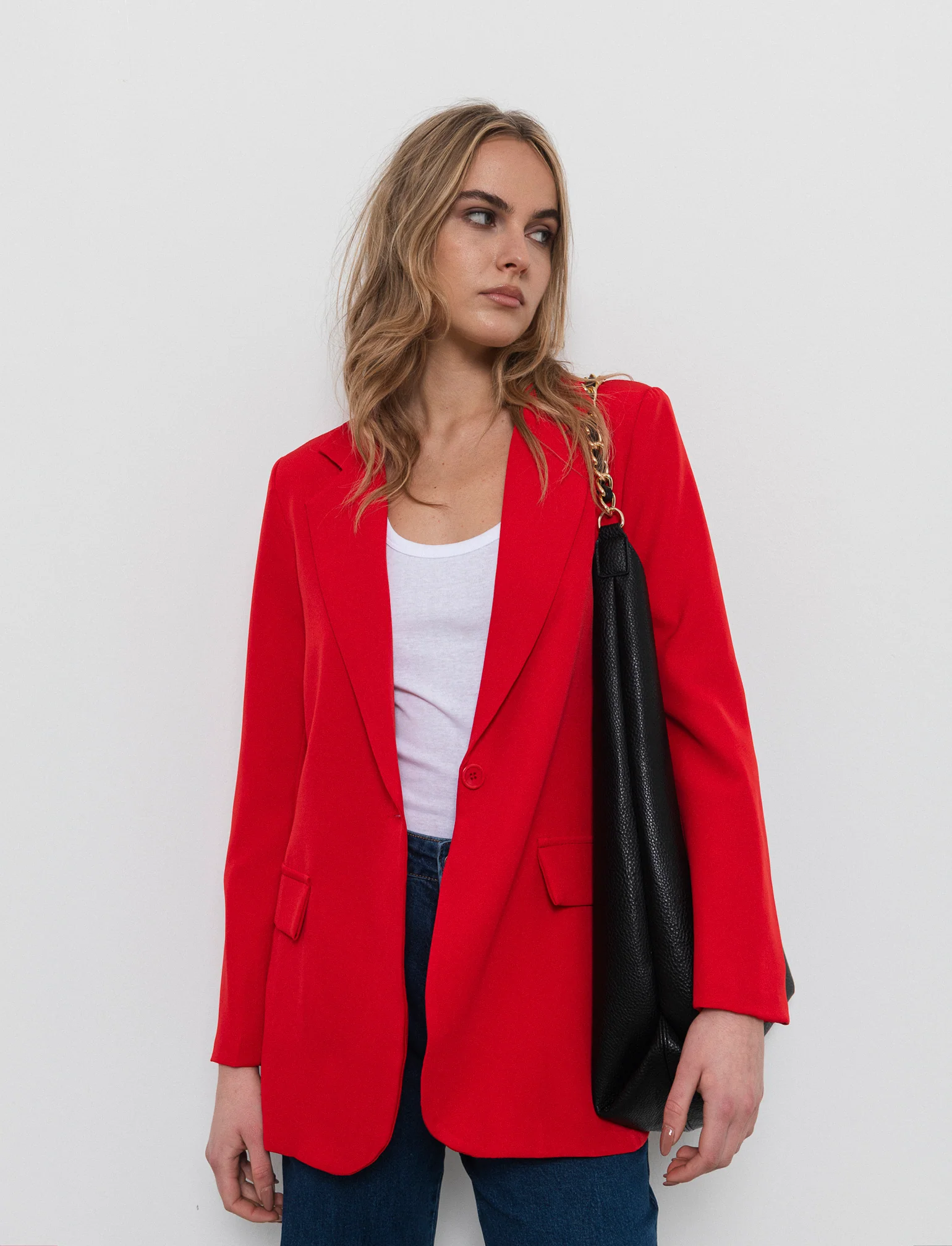 Blazer con collo revers e tasche con patta - Aragosta - Image 3
