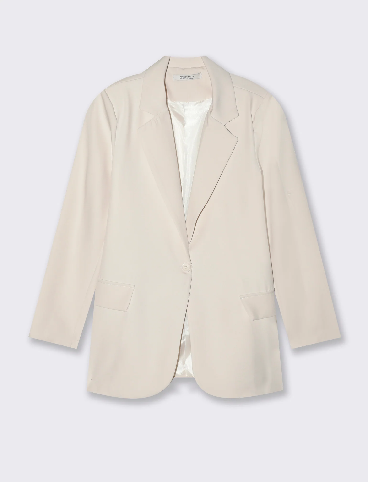 Blazer con collo revers e tasche con patta - Bianco gesso - Image 4