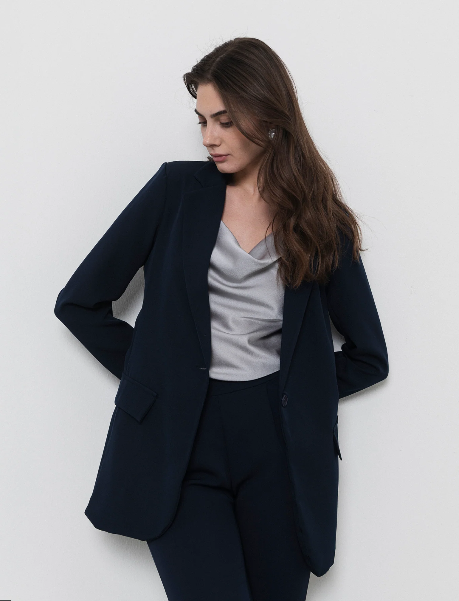 Blazer con collo revers e tasche con patta - Blu - Image 3
