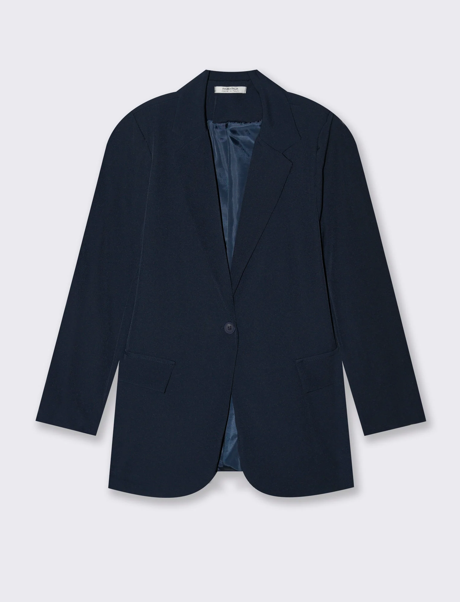 Blazer con collo revers e tasche con patta - Blu - Image 4