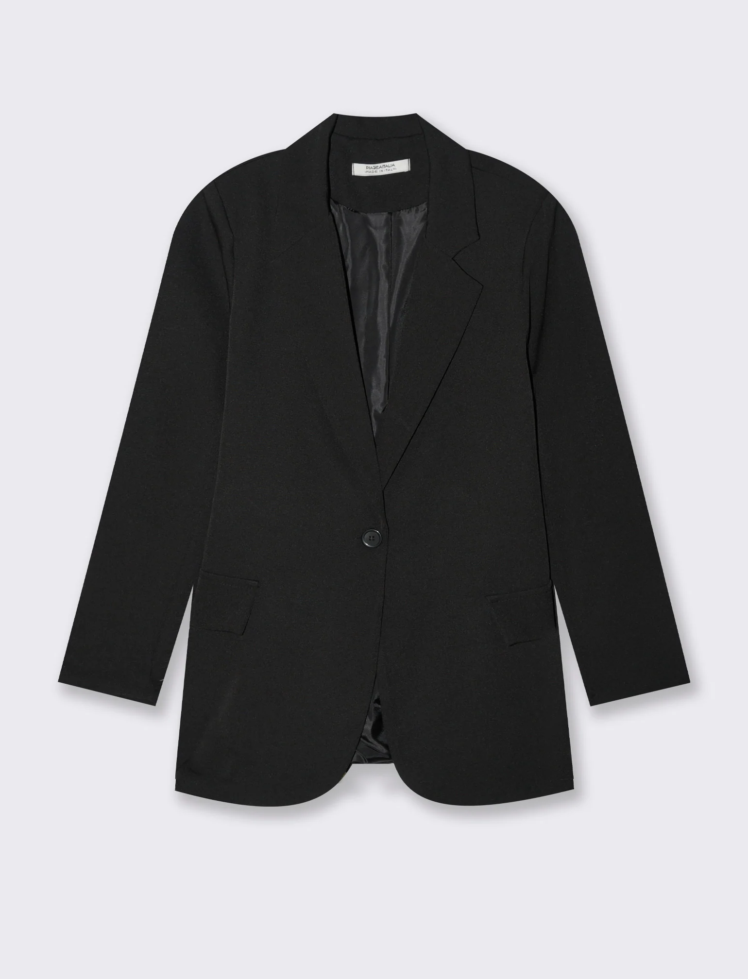 Blazer con collo revers e tasche con patta - Nero - Image 4