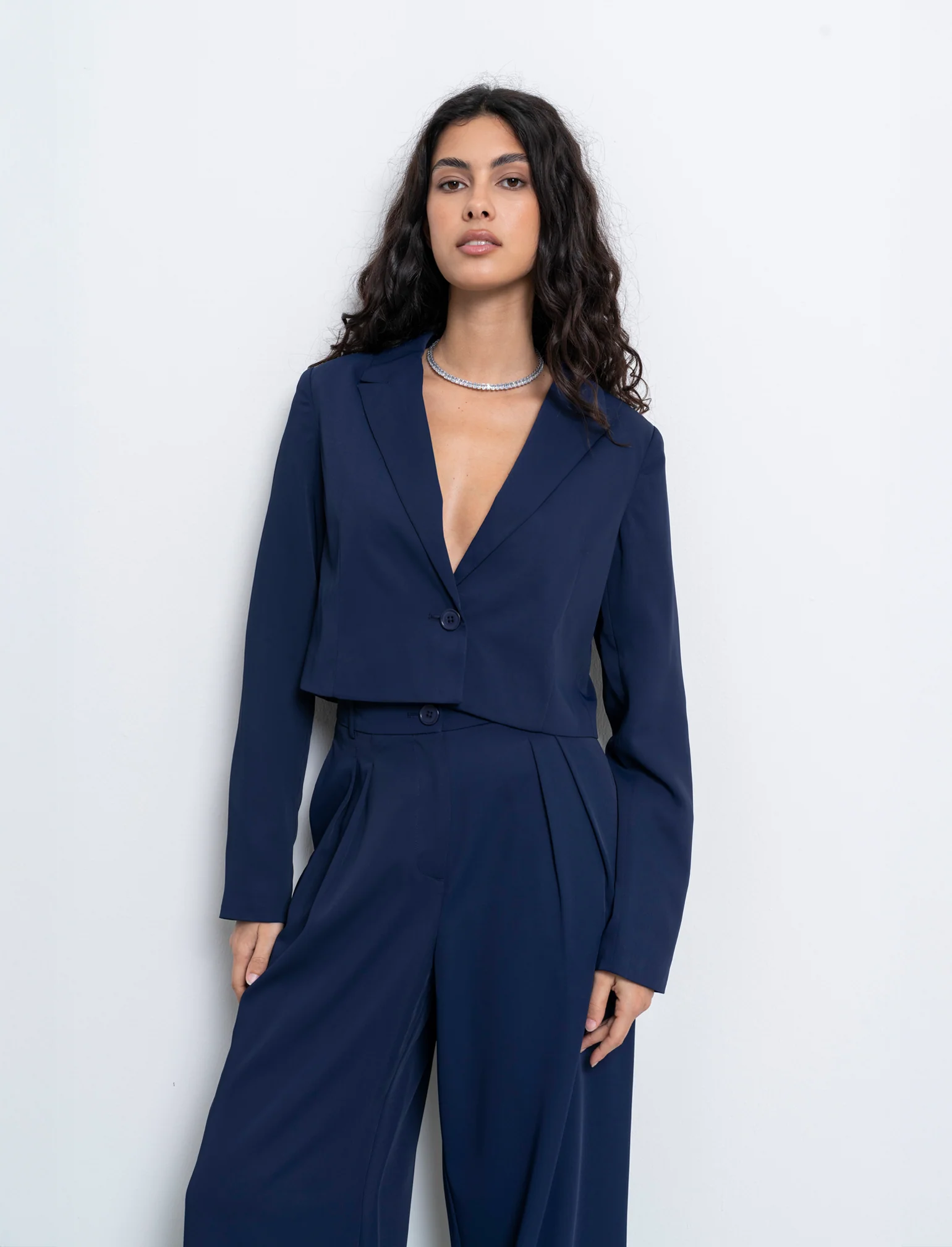 Blazer crop da donna - Blu