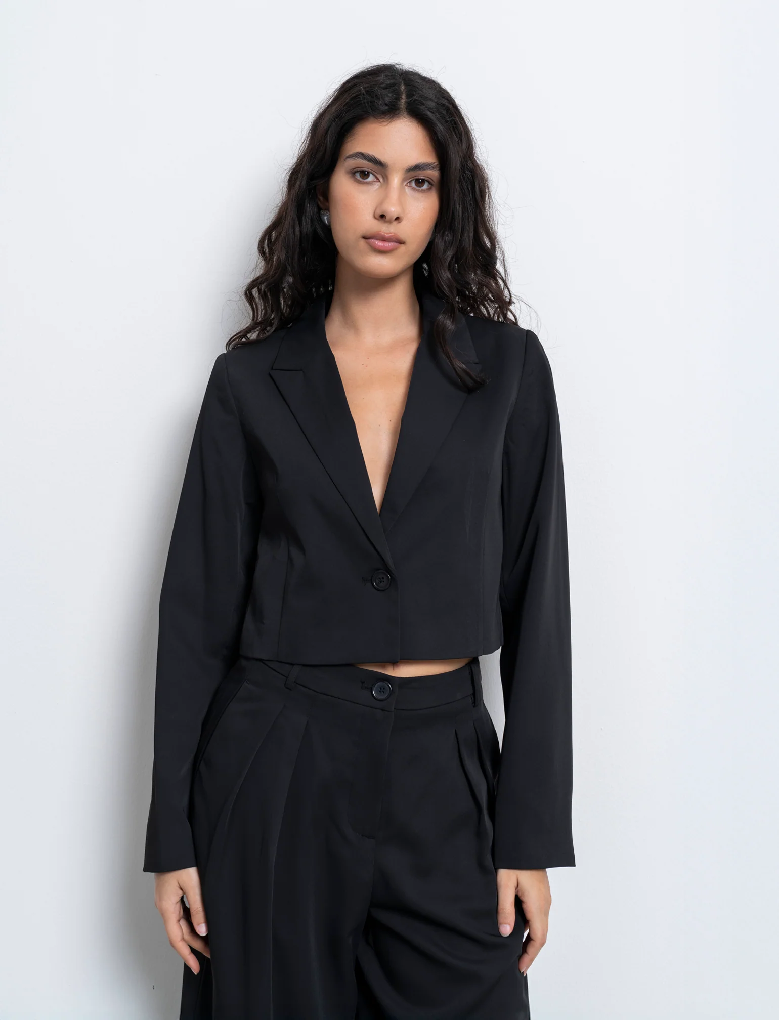 Blazer crop da donna - Nero