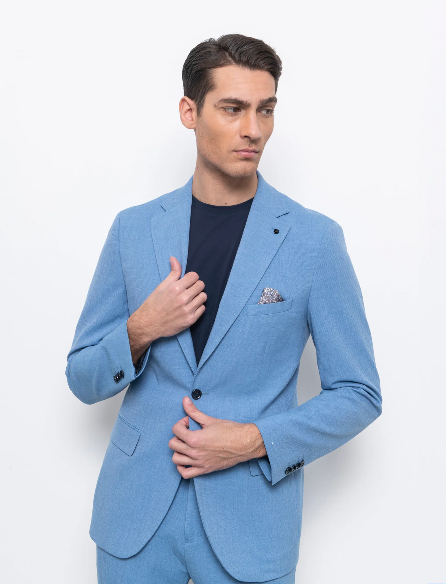 Blazer da completo effetto fil a fil da uomo - Celeste
