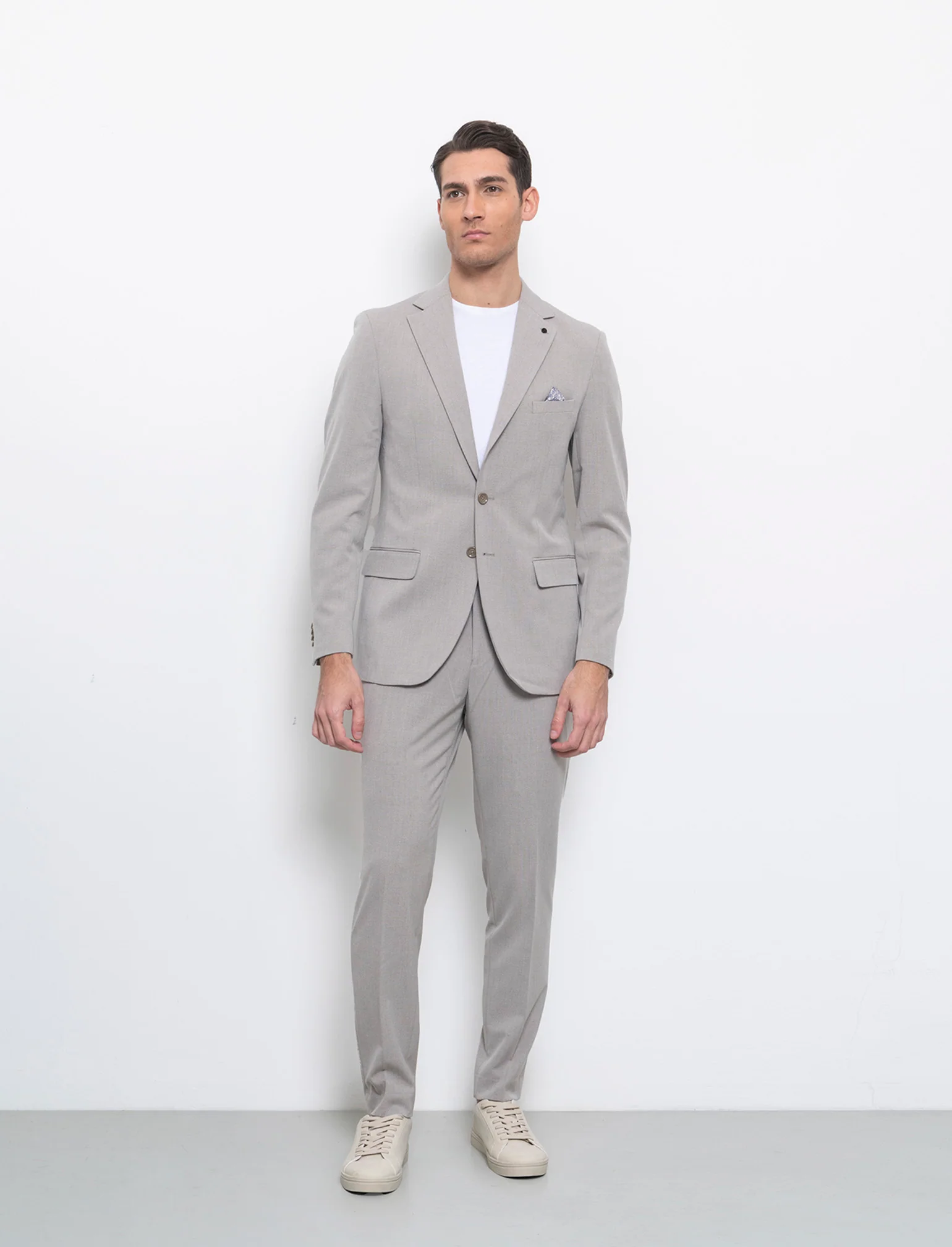 Blazer da completo effetto fil a fil da uomo - Grigio tortora - Image 2