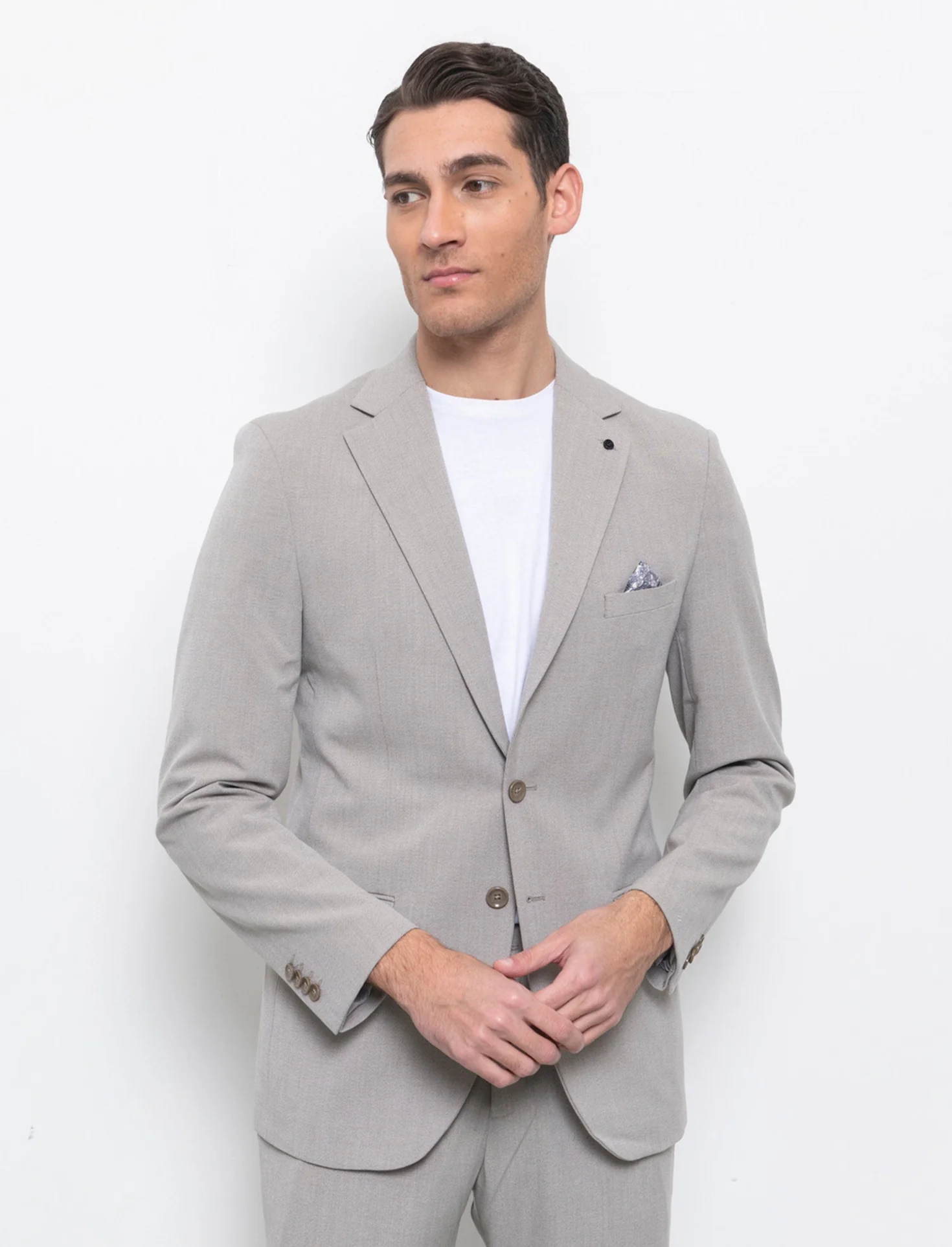 Blazer da completo effetto fil a fil da uomo - Grigio tortora - Image 3