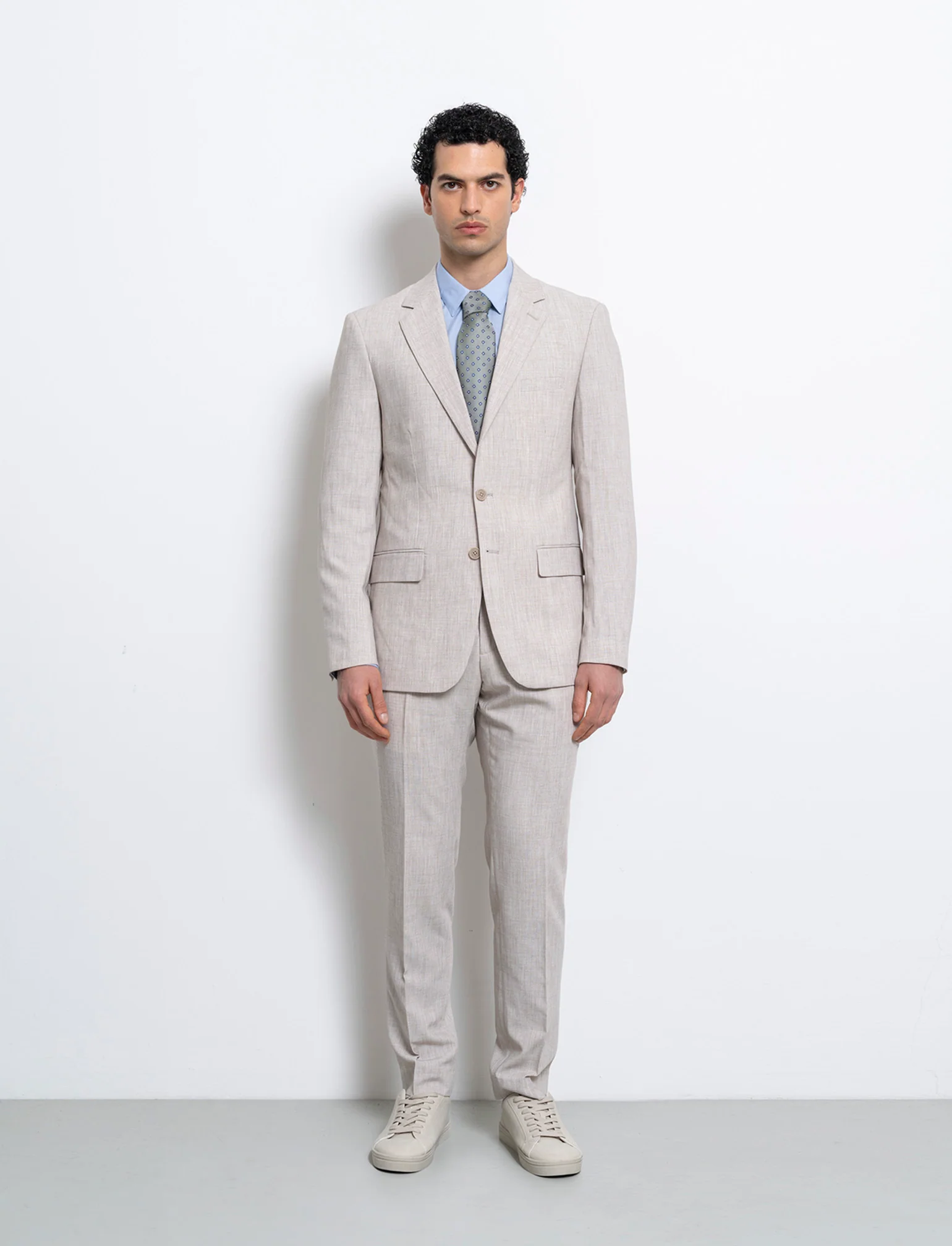 Blazer da completo effetto lino da uomo - Beige - Image 3