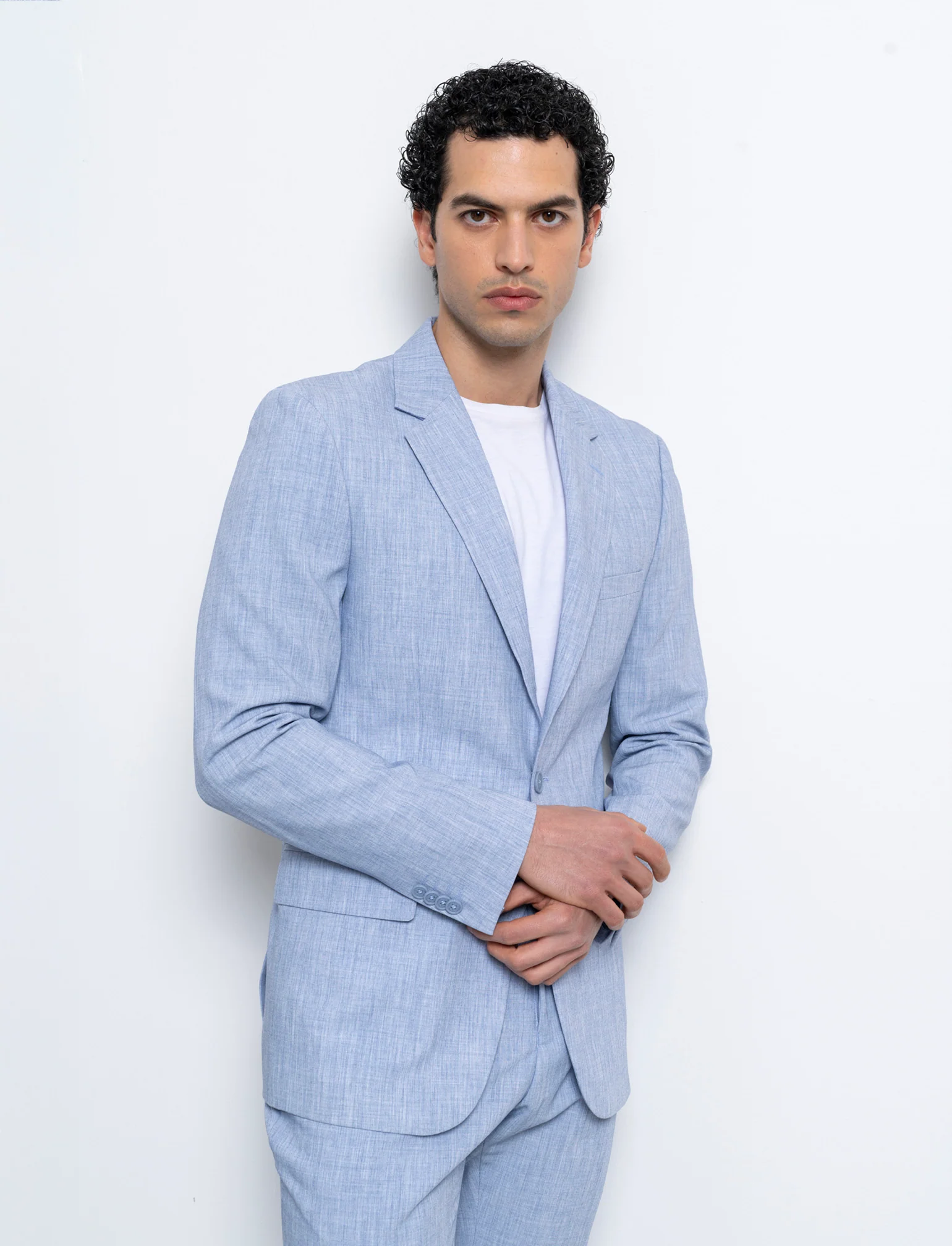 Blazer da completo effetto lino da uomo - Blu - Image 2