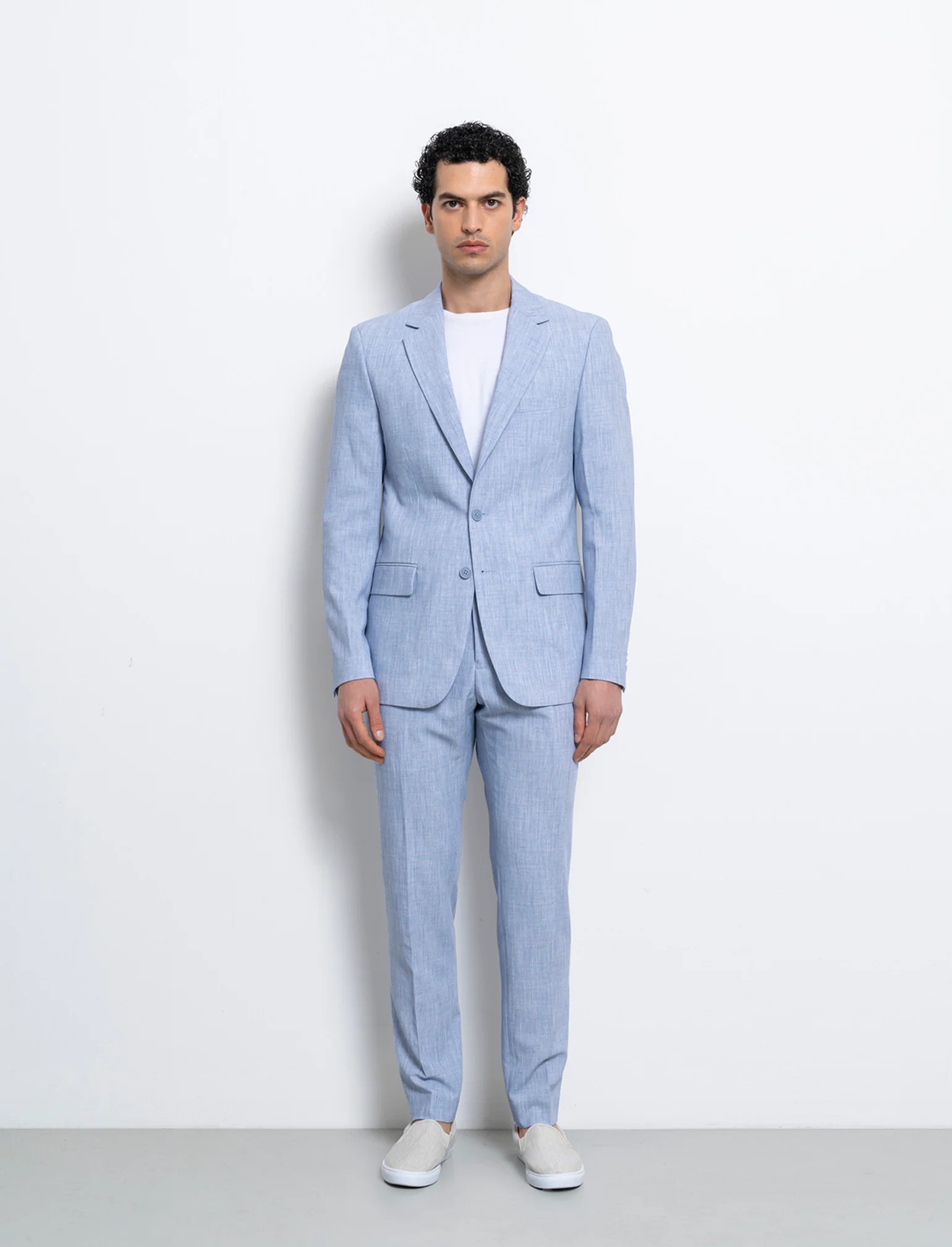 Blazer da completo effetto lino da uomo - Blu - Image 3