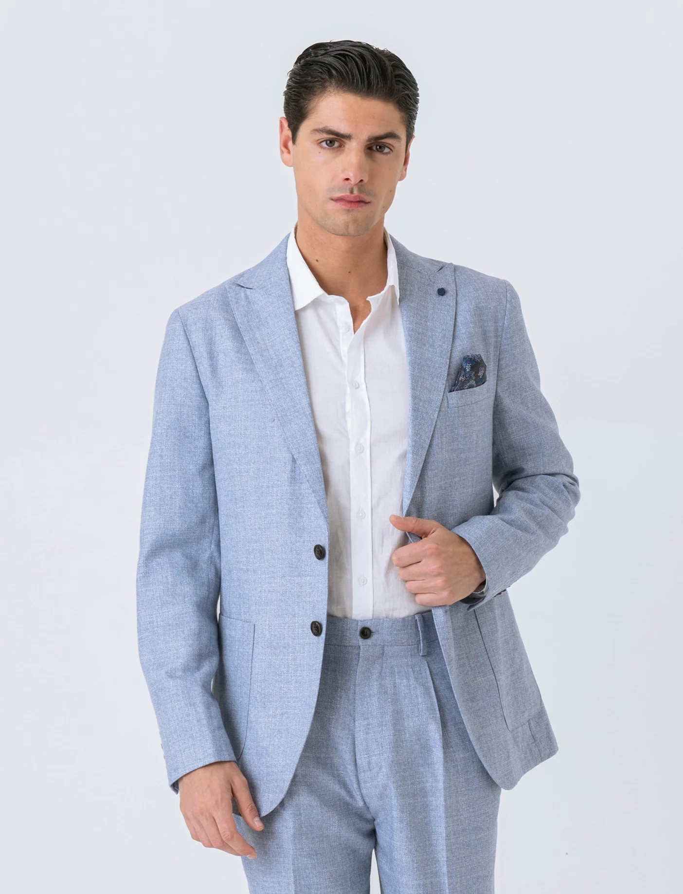 Blazer da completo formal fit da uomo - Celeste - Image 3