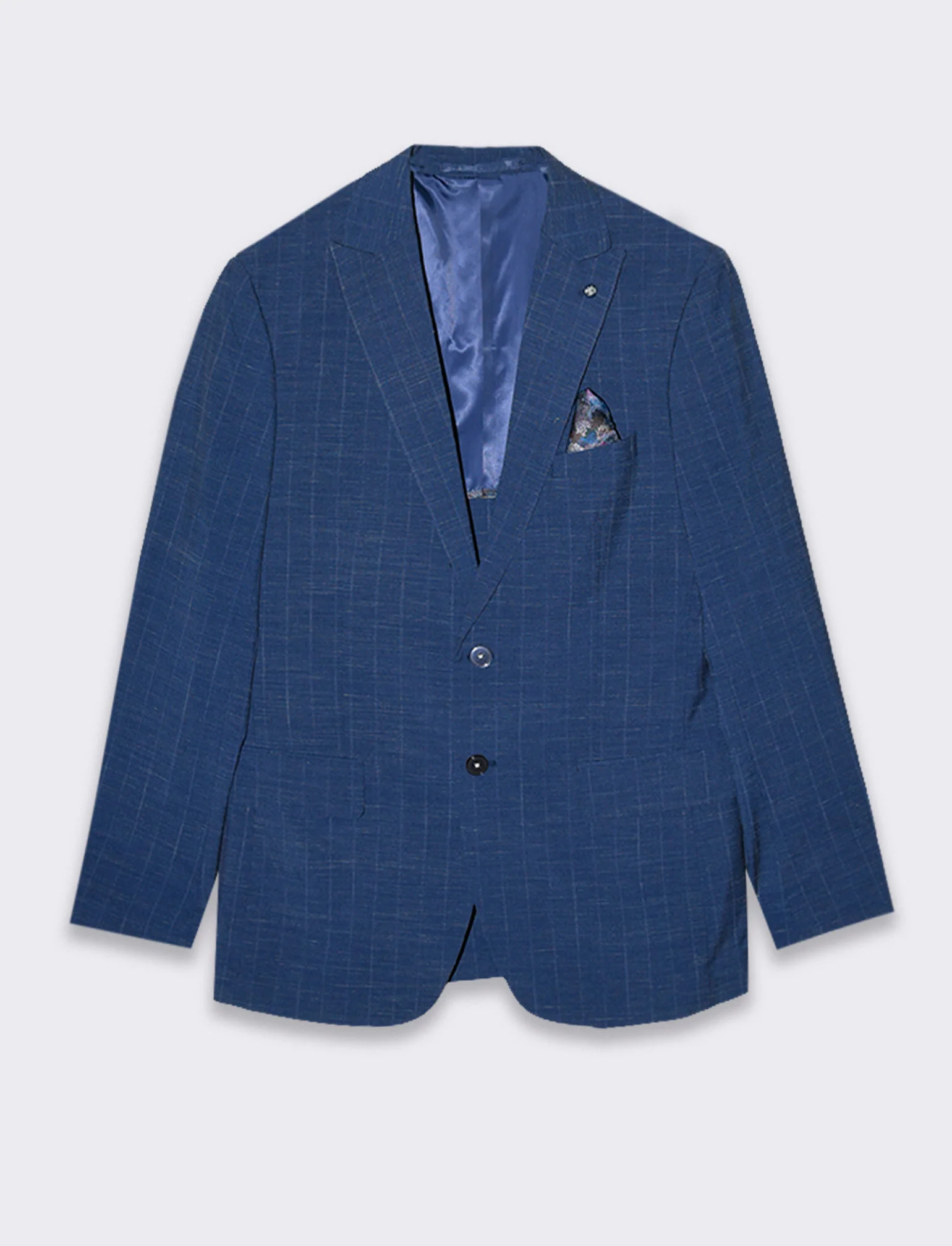 Blazer da completo gessato effetto slub da uomo - Blu melange - Image 4