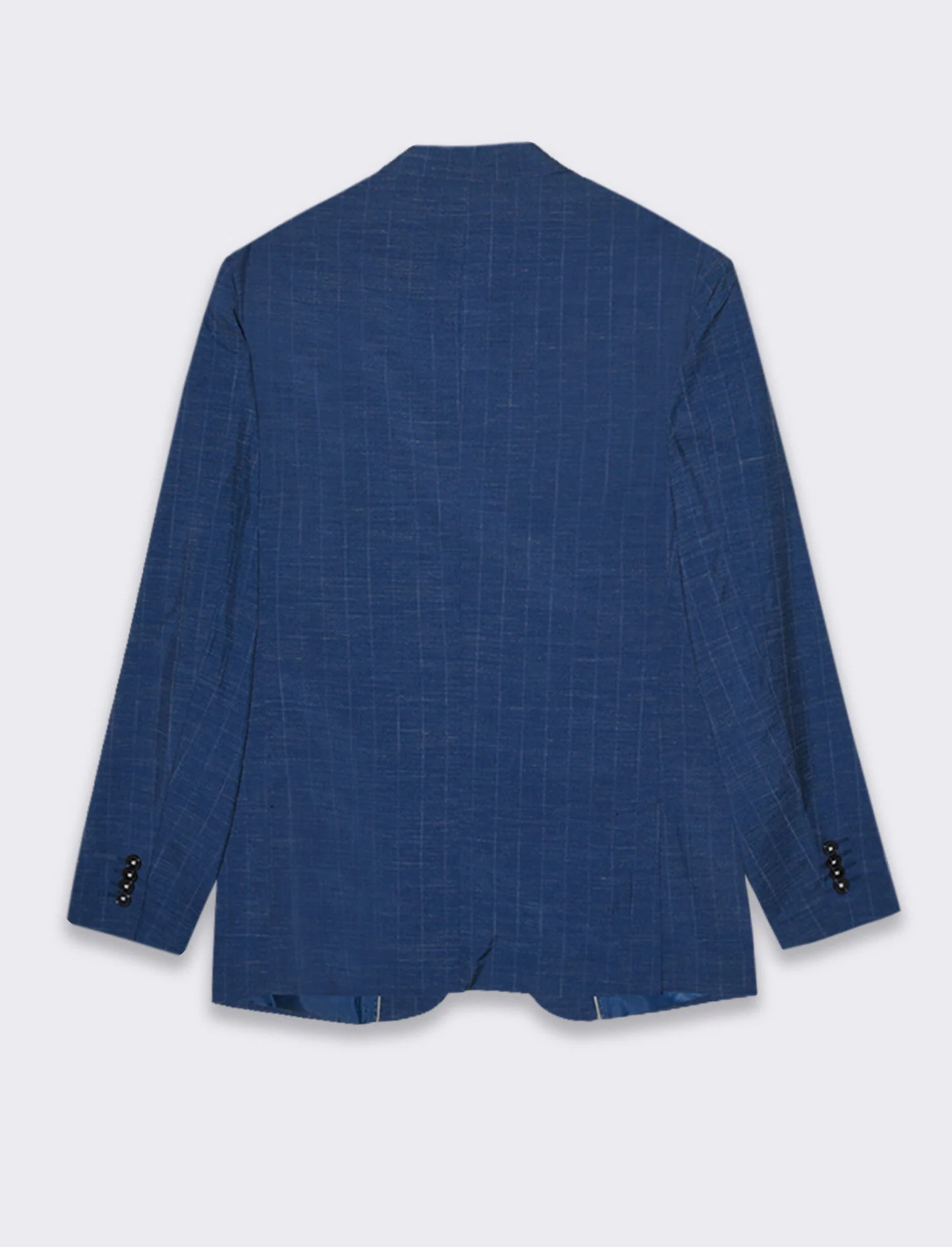 Blazer da completo gessato effetto slub da uomo - Blu melange - Image 5