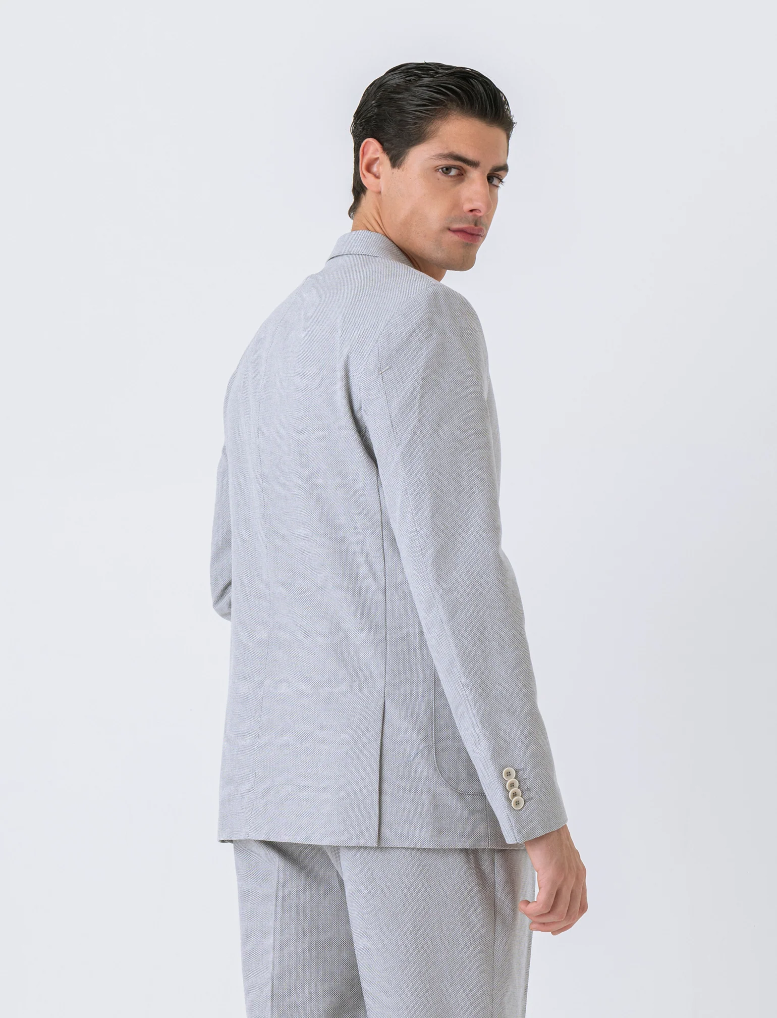 Blazer da completo struttura oxford da uomo - Beige ecru
