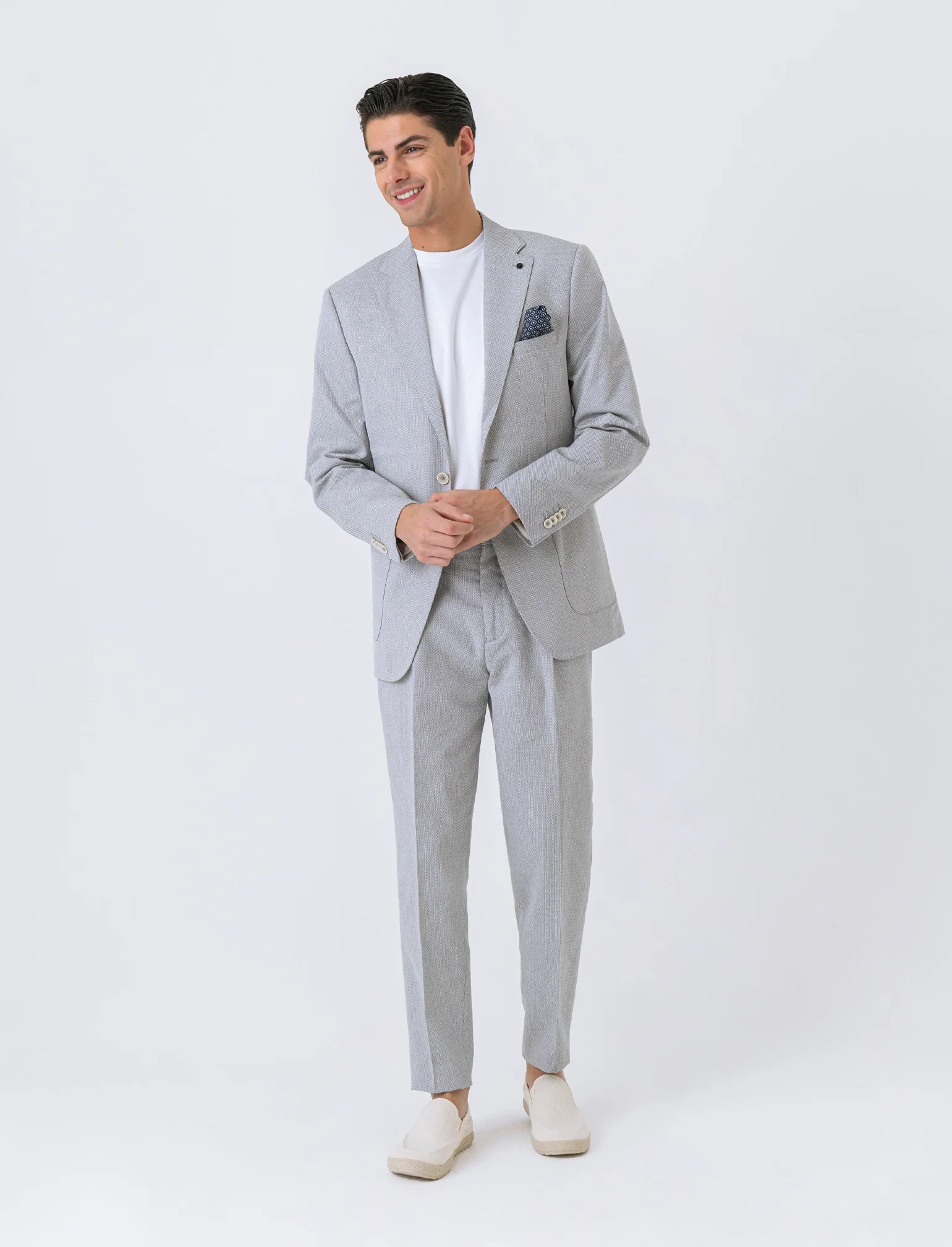 Blazer da completo struttura oxford da uomo - Beige ecru - Image 2