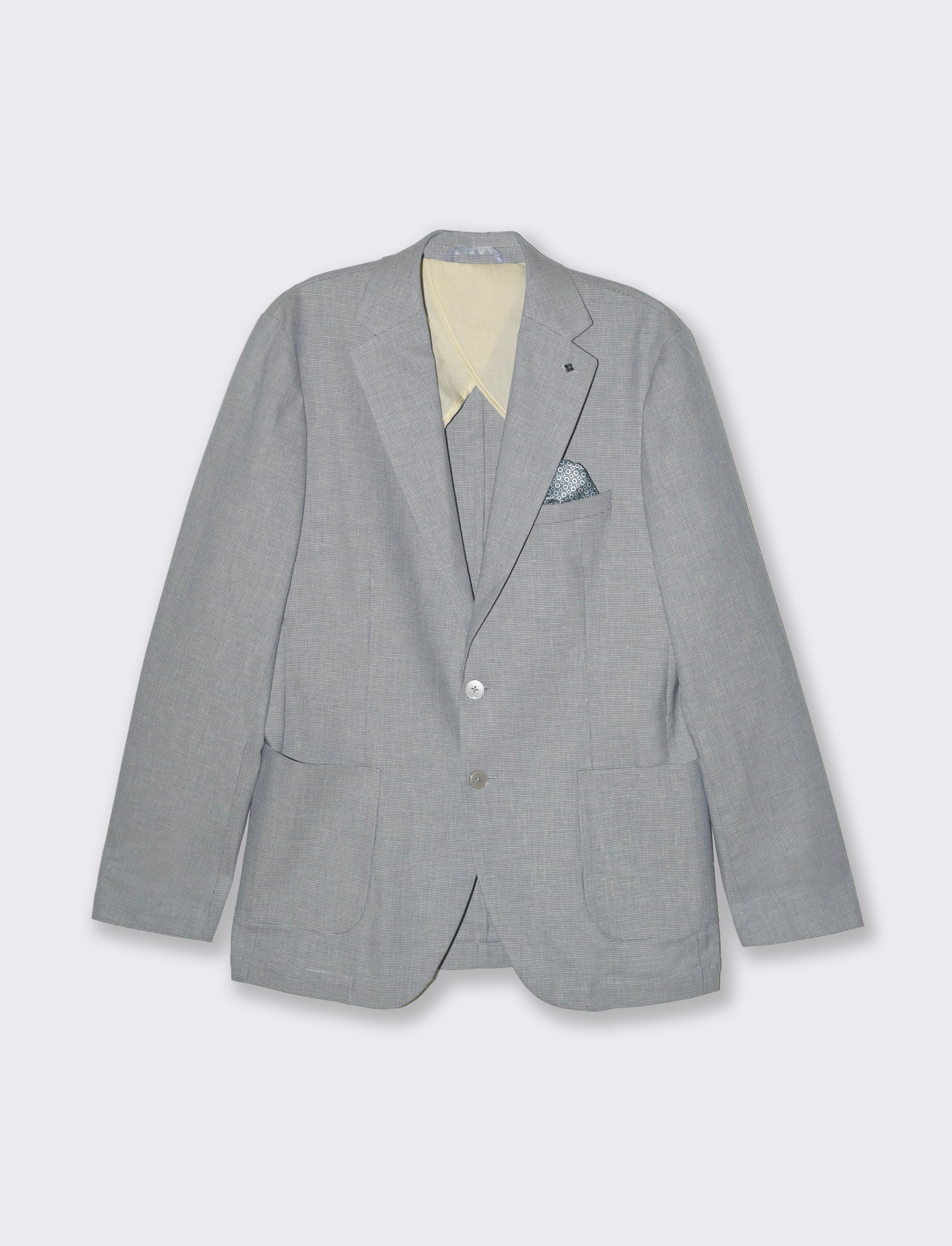 Blazer da completo tessuto effetto lino da uomo - Grigio - Image 4