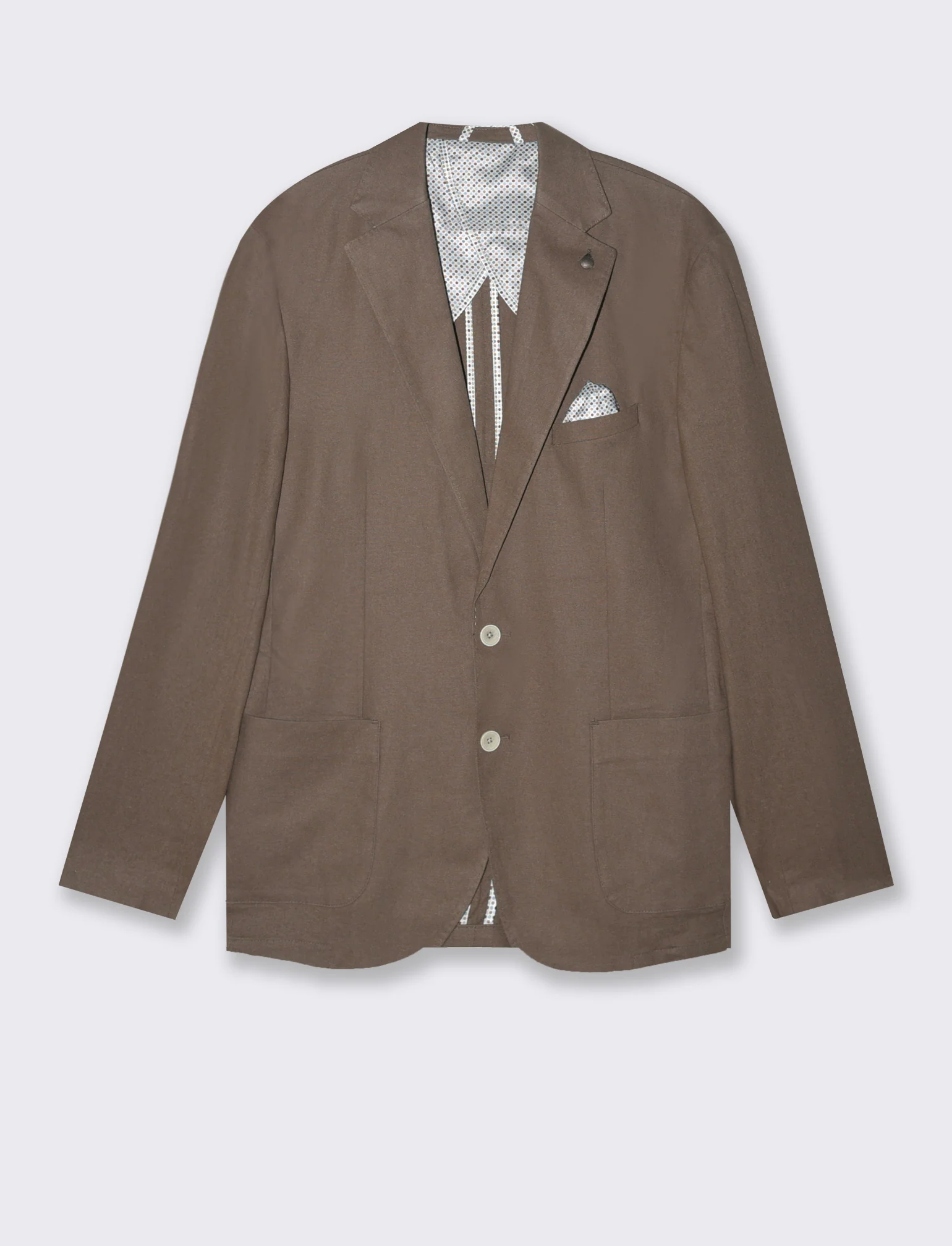 Blazer da completo tessuto linen blend da uomo - Grigio fango - Image 5