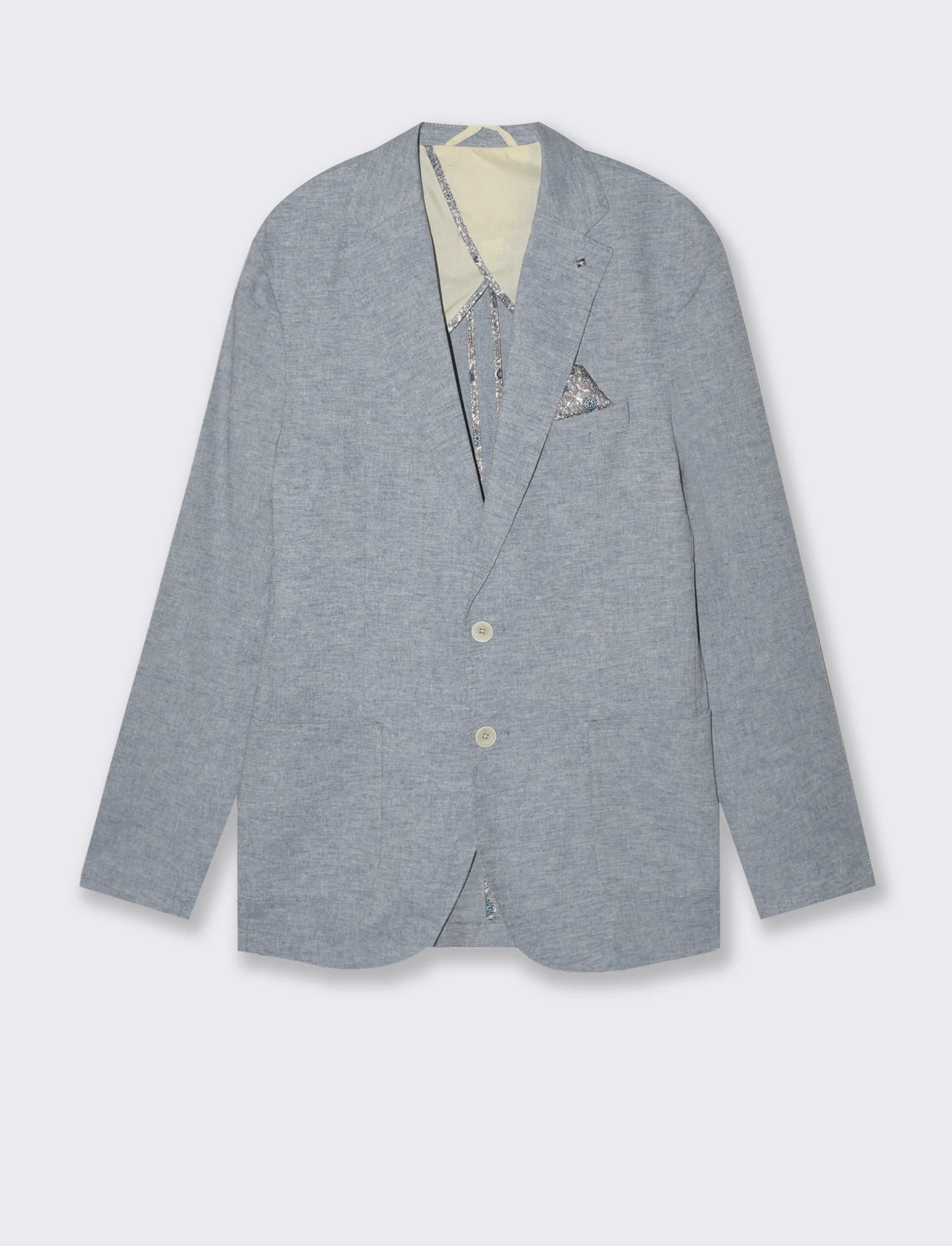 Blazer da completo tessuto misto lino da uomo - Blu - Image 4