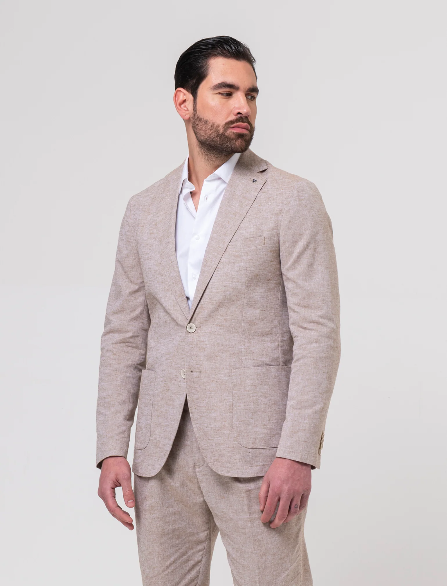 Blazer da completo tessuto misto lino da uomo - Grigio tortora