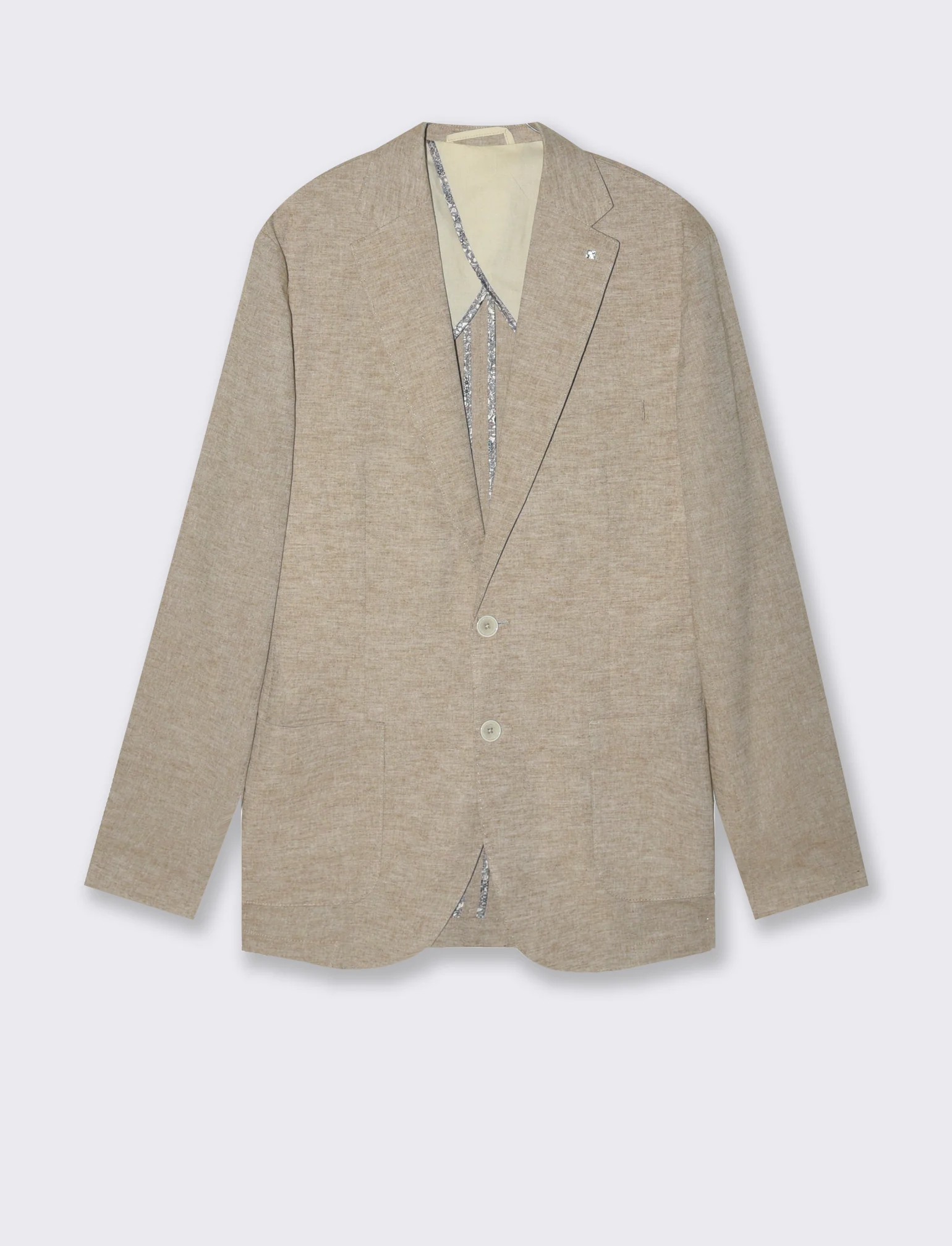 Blazer da completo tessuto misto lino da uomo - Grigio tortora - Image 4