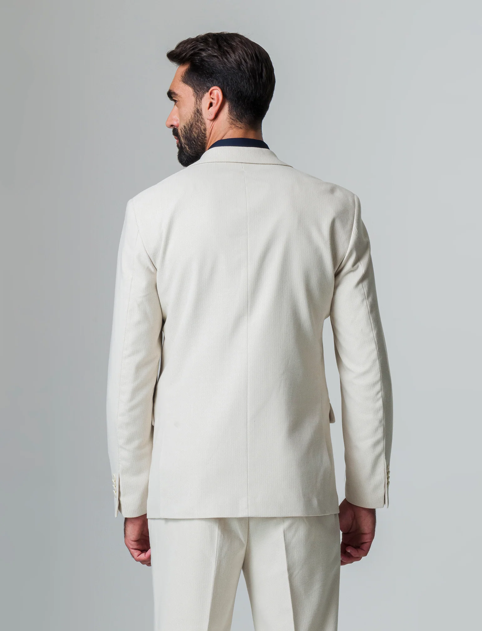 Blazer da completo tessuto strutturato da uomo - Beige