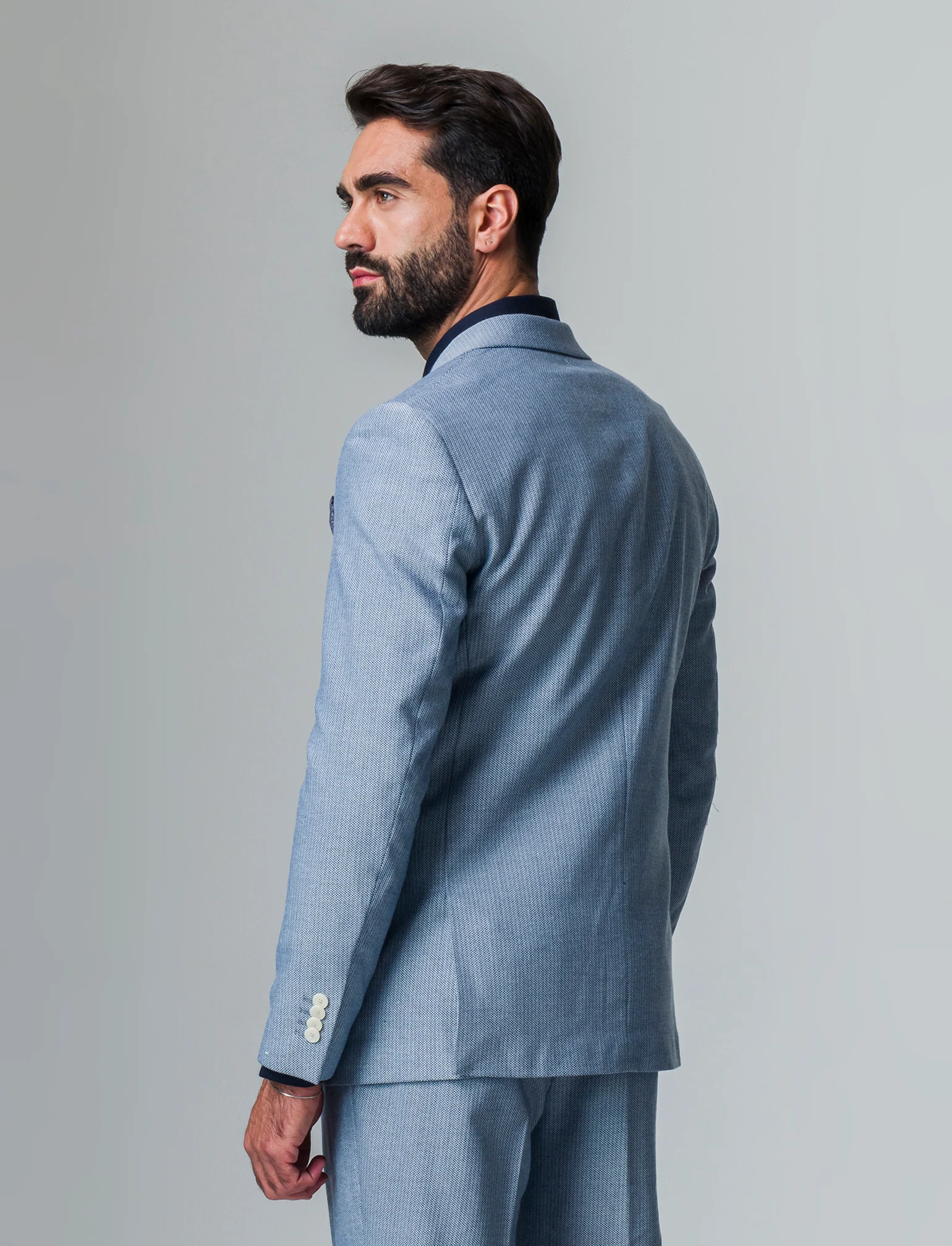 Blazer da completo tessuto strutturato da uomo - Bluette
