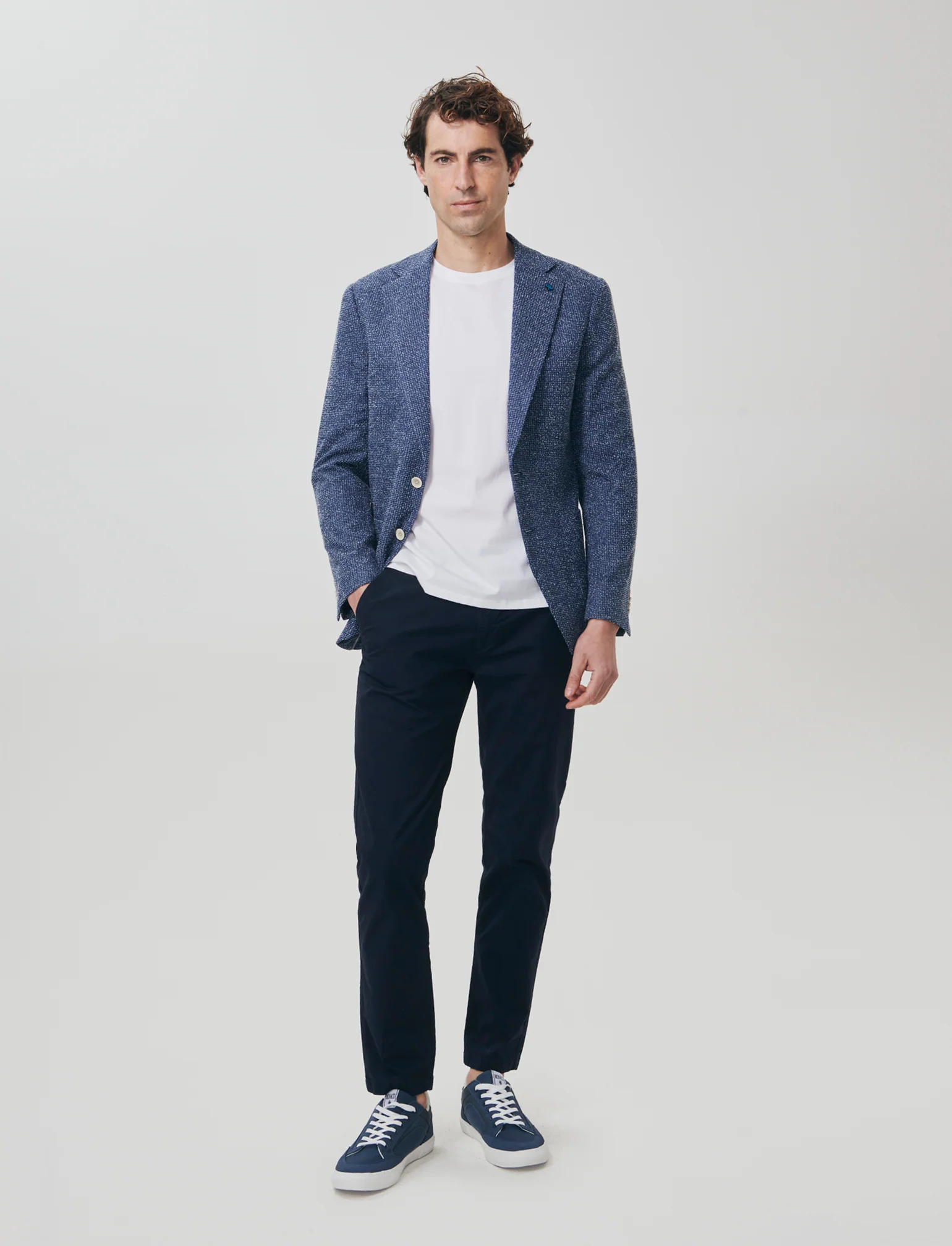 Blazer decostruito in tessuto strutturato - Blu