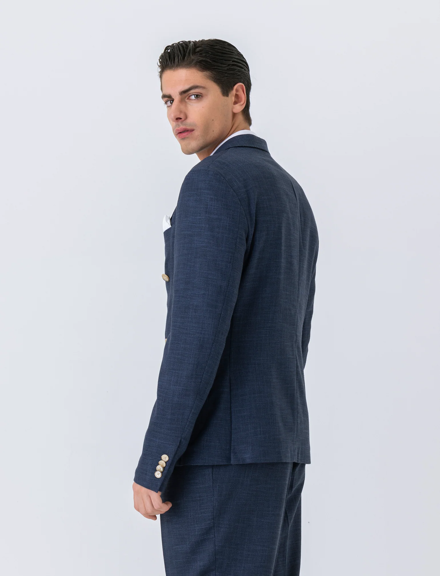 Blazer doppio petto da completo formal fit da uomo - Blu