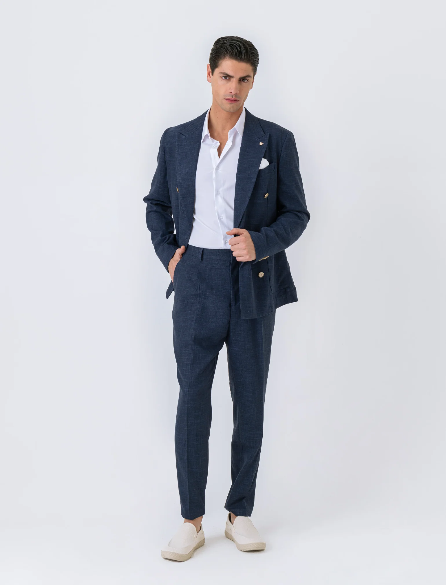 Blazer doppio petto da completo formal fit da uomo - Blu - Image 2