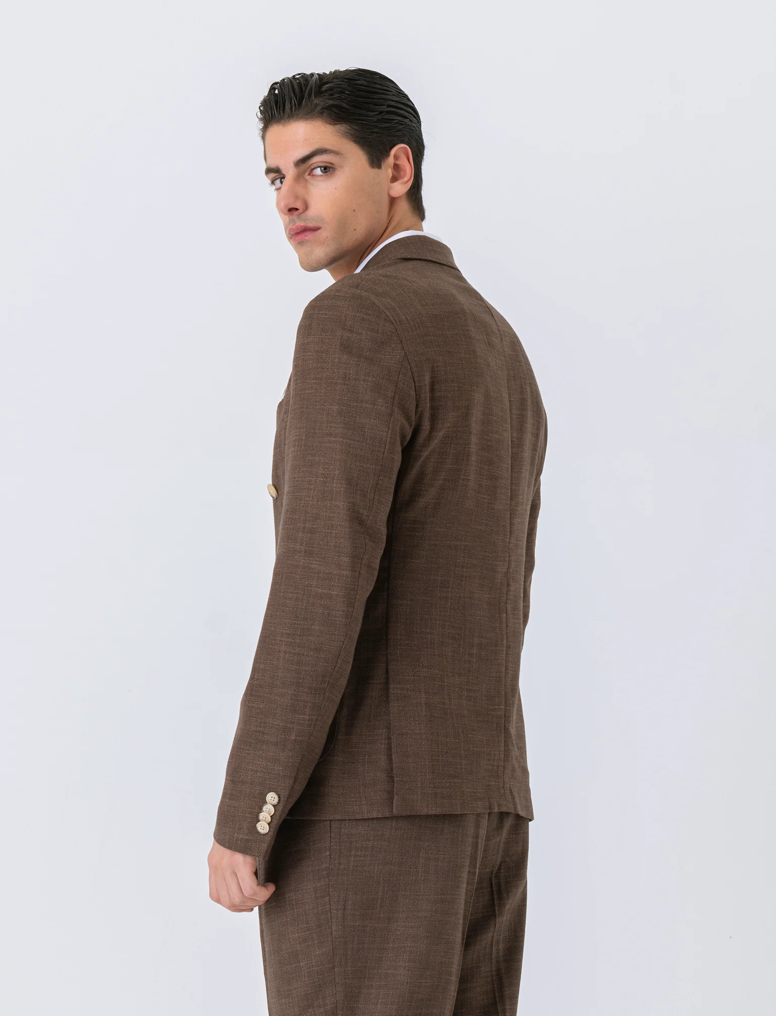 Blazer doppio petto da completo formal fit da uomo - Moro