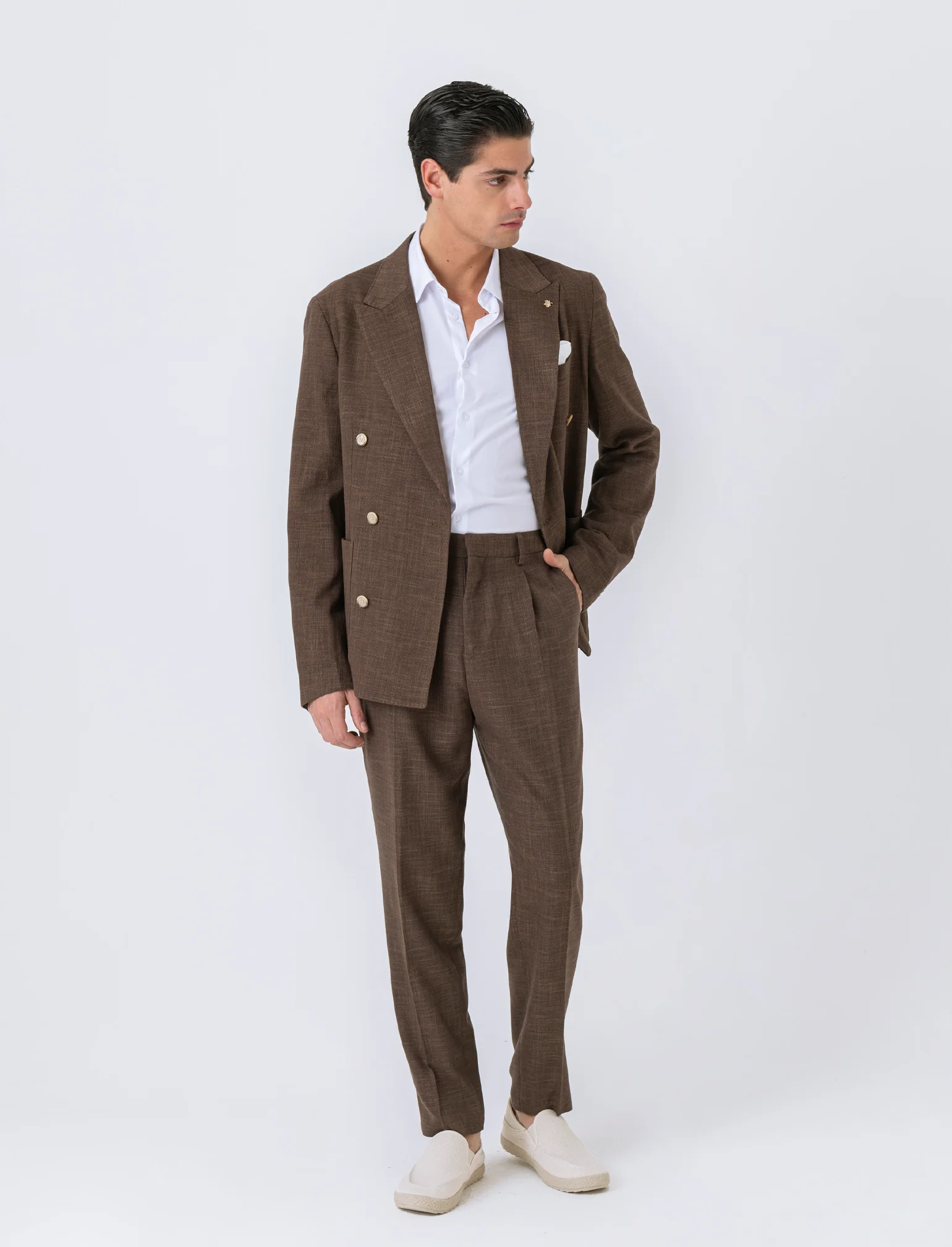 Blazer doppio petto da completo formal fit da uomo - Moro - Image 2