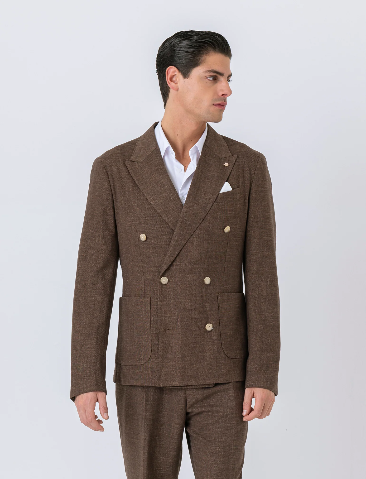 Blazer doppio petto da completo formal fit da uomo - Moro - Image 3
