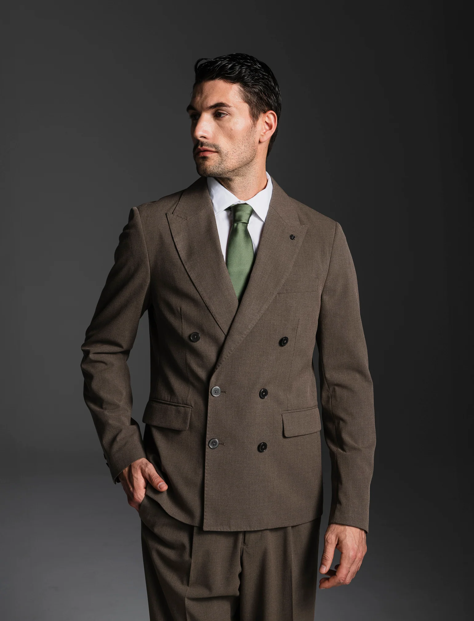 BLAZER DOPPIOPETTO DA COMPLETO FORMAL FIT - Grigio fango - Image 3