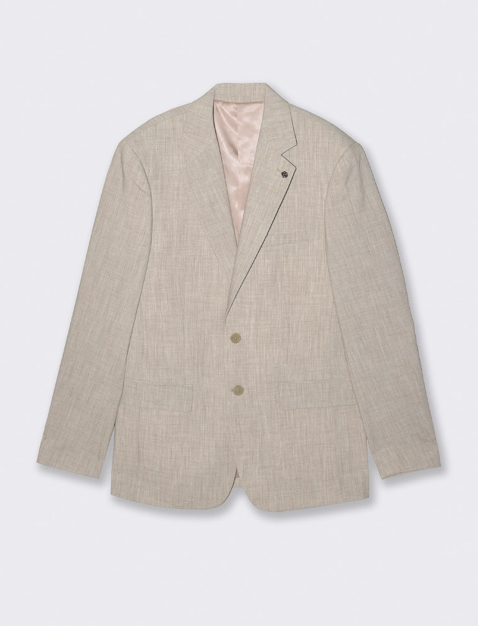 Blazer effetto lino con colletto classico - Beige