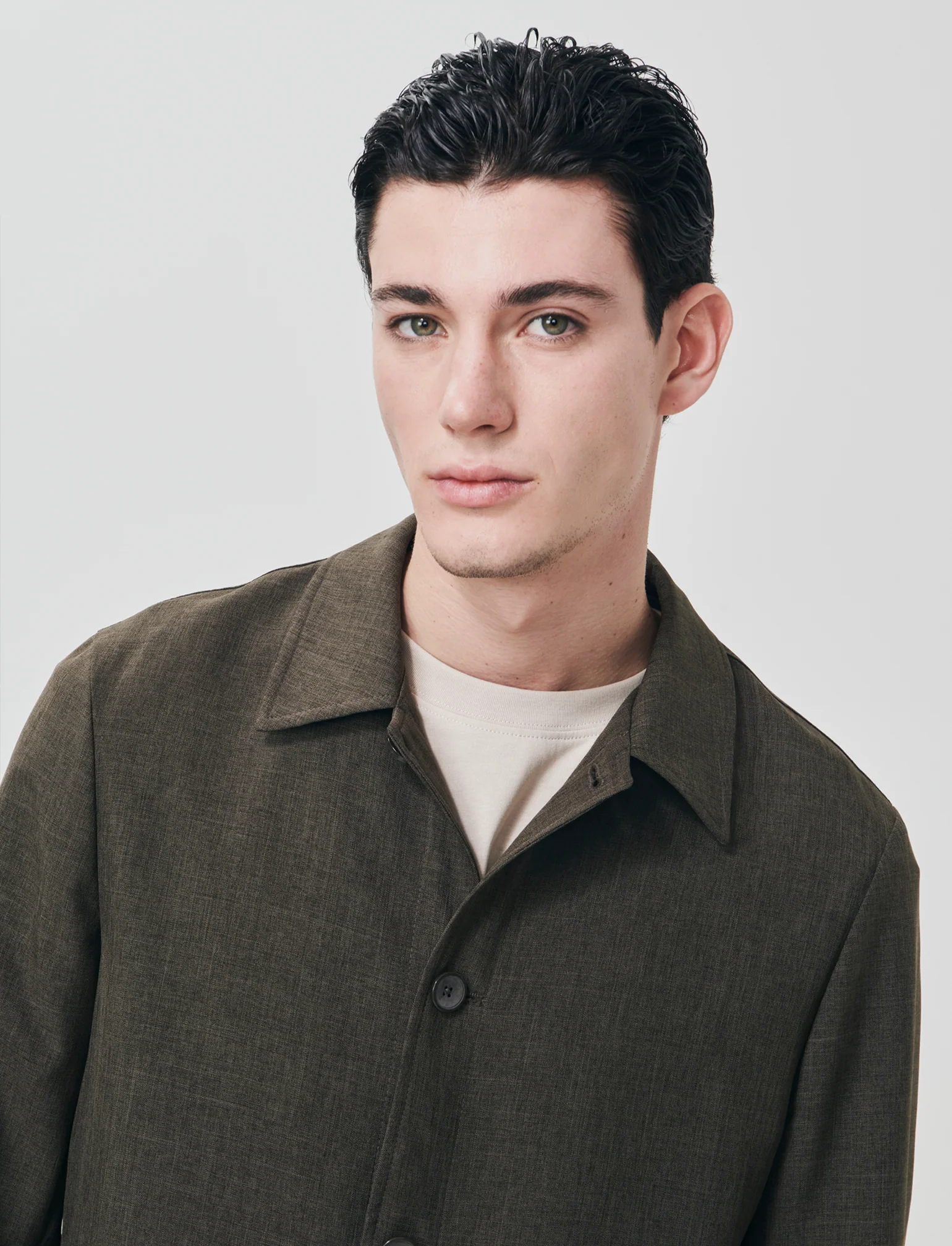 Blazer effetto lino con colletto francese - Moro - Image 2