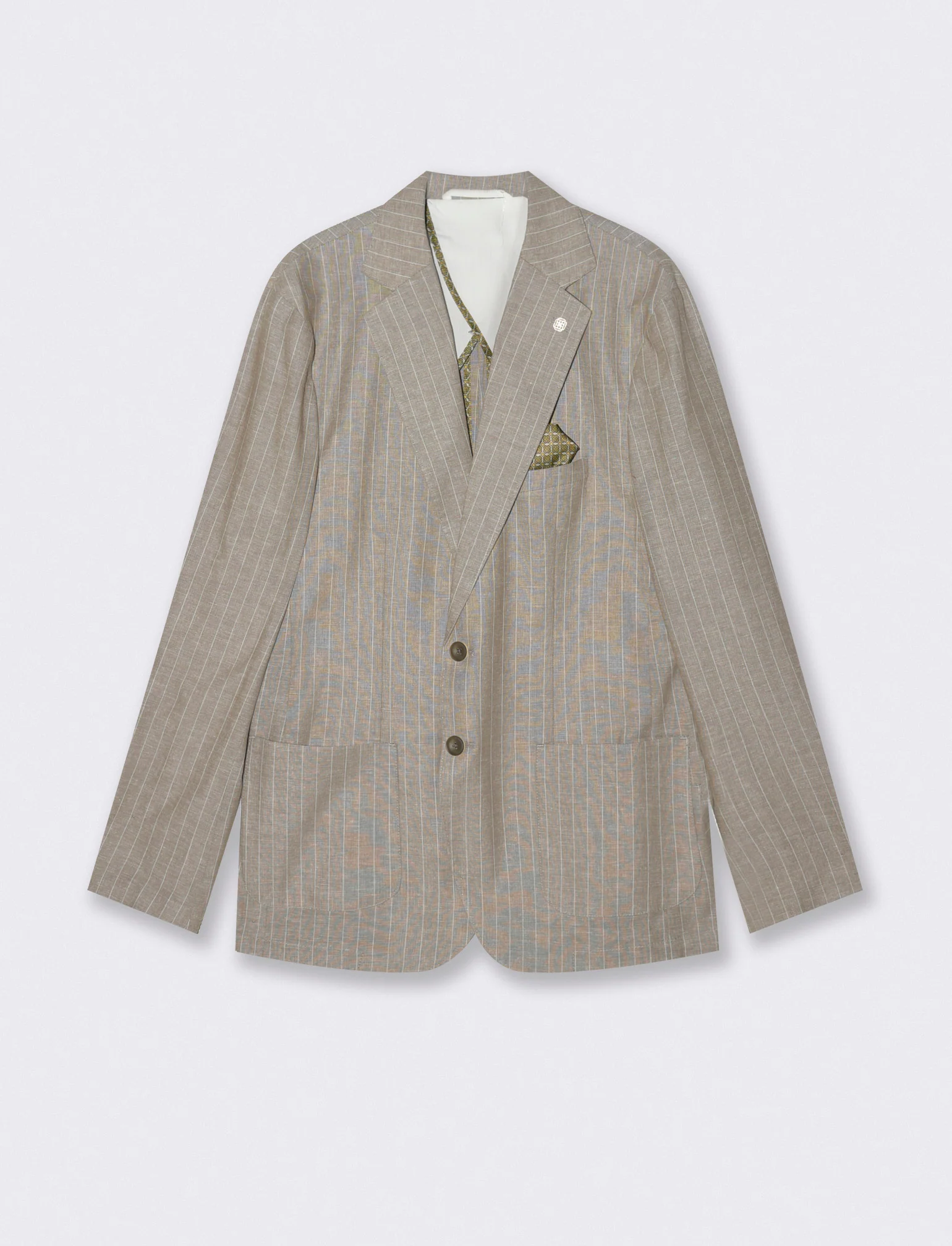 Blazer formal fit in linen blend a righe - Beige - Image 4