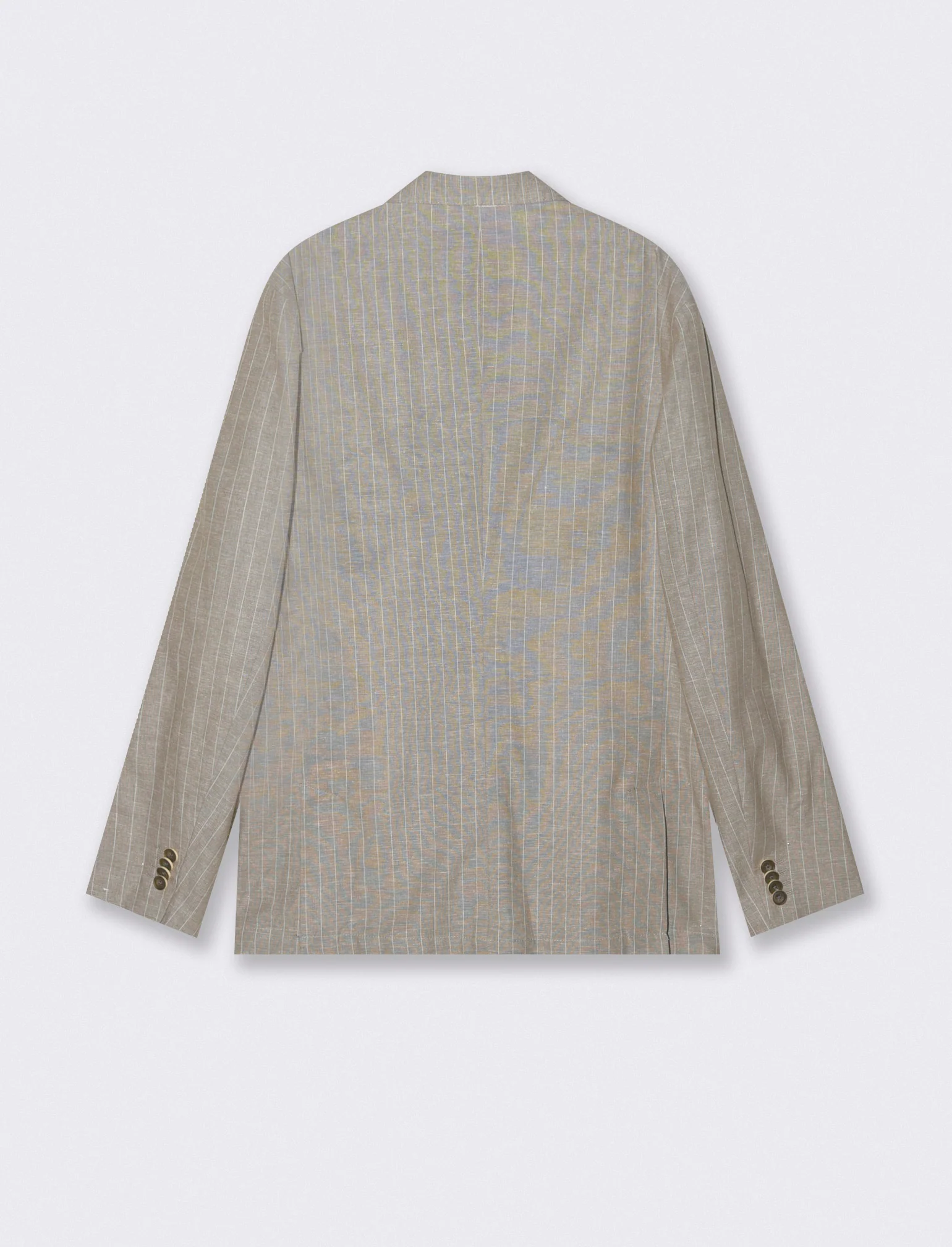 Blazer formal fit in linen blend a righe - Beige - Image 5