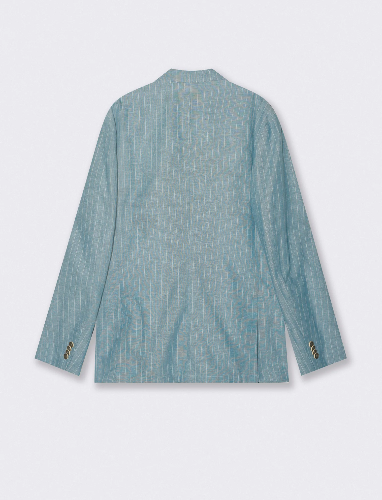Blazer formal fit in linen blend a righe - Verde petrolio - Image 5