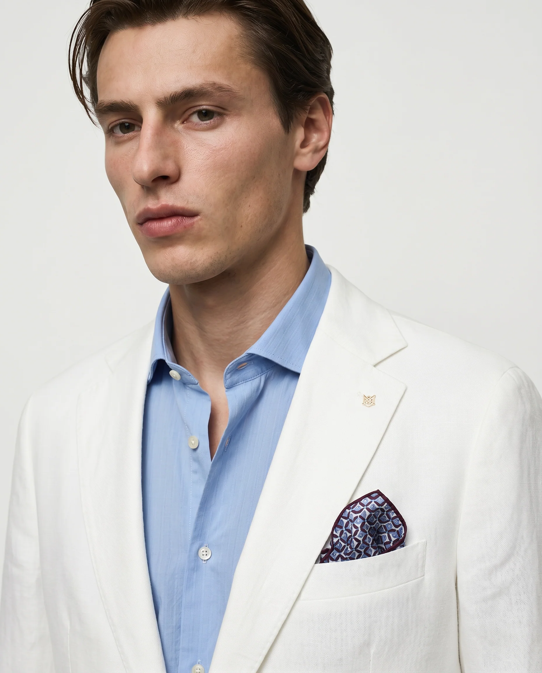 Blazer formal fit in puro lino diagonale - Bianco - Image 2
