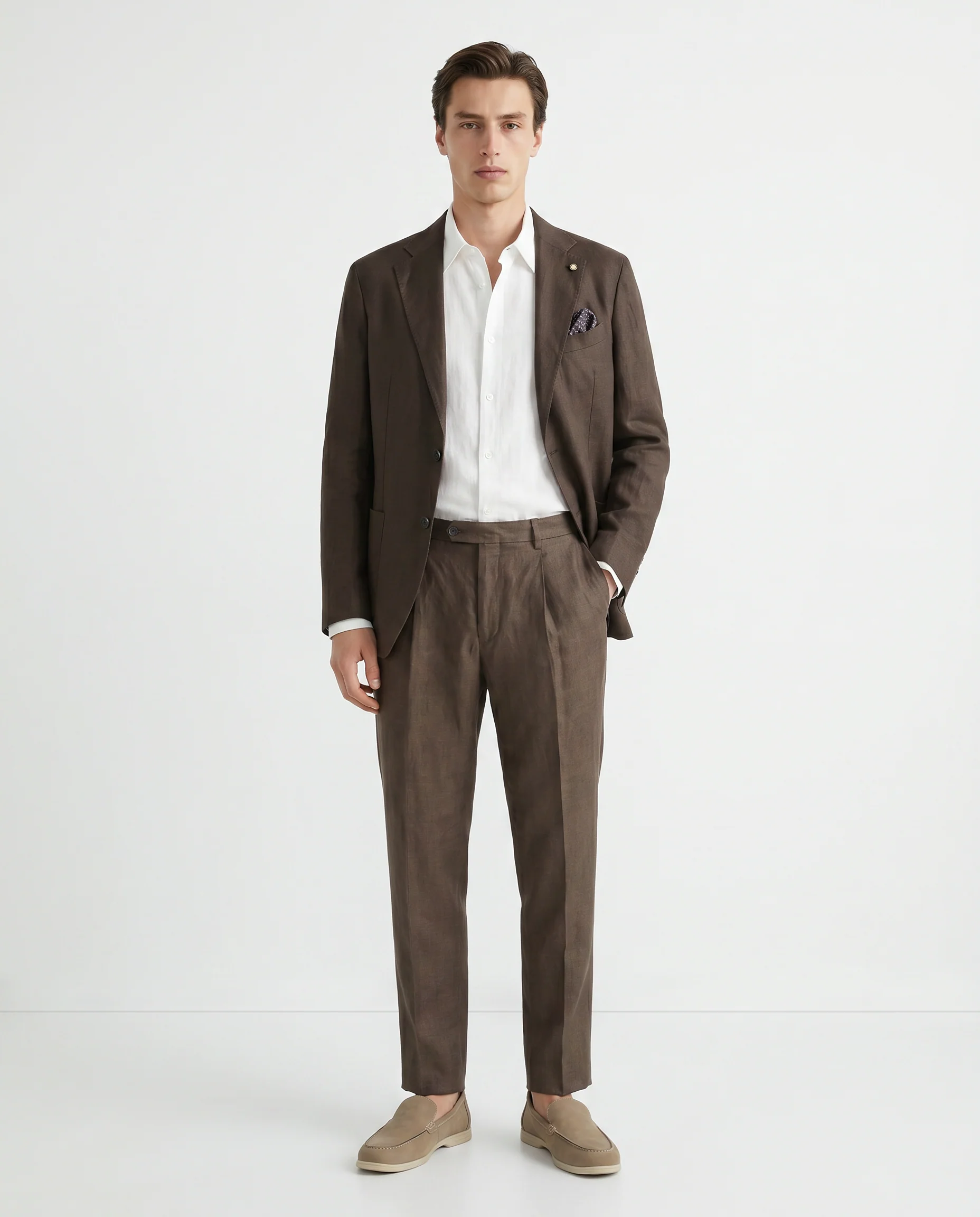 Blazer formal fit in puro lino diagonale - Moro - Image 4