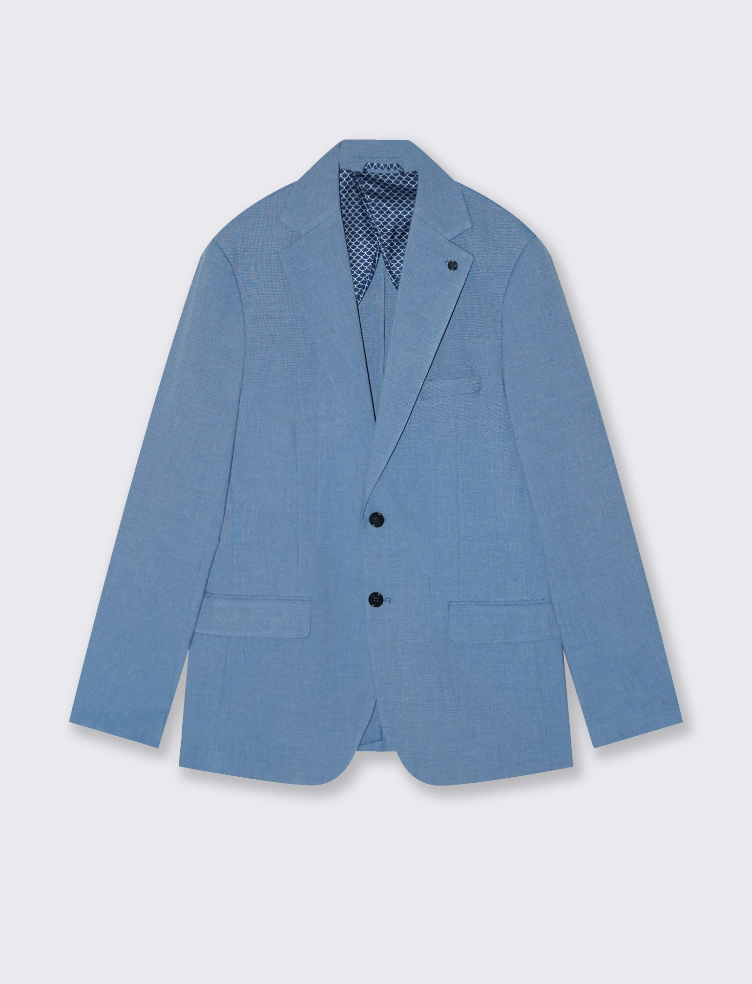 Blazer Formal Fit in Tessuto Dobby Melange - Celeste